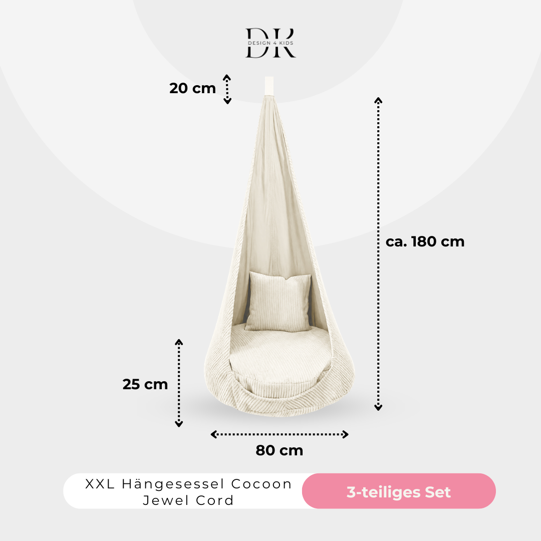 Design4Kids XXL Hängesessel Cocoon Jewel Cord