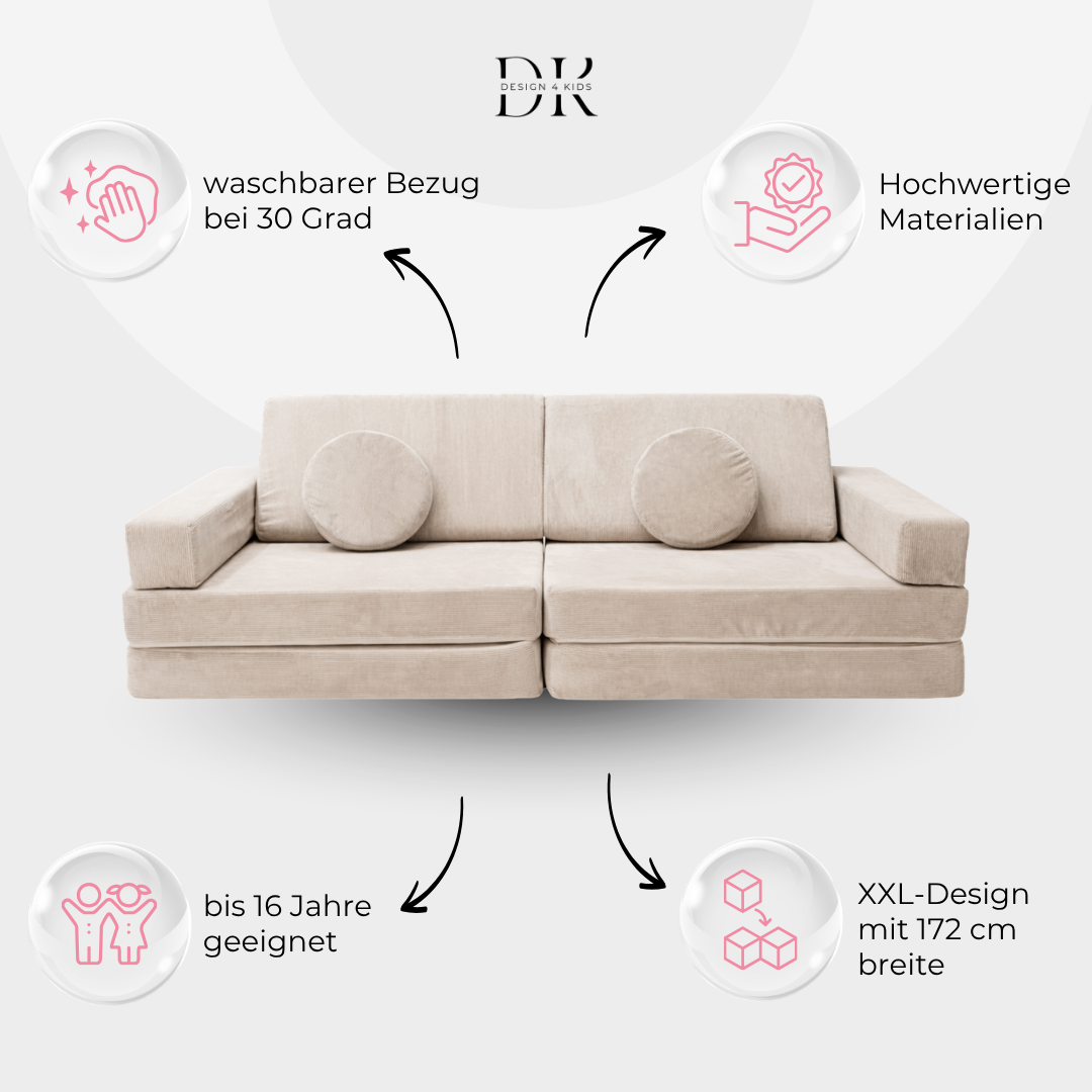 Design4Kids XXL Spielsofa Slim-Cord Grande