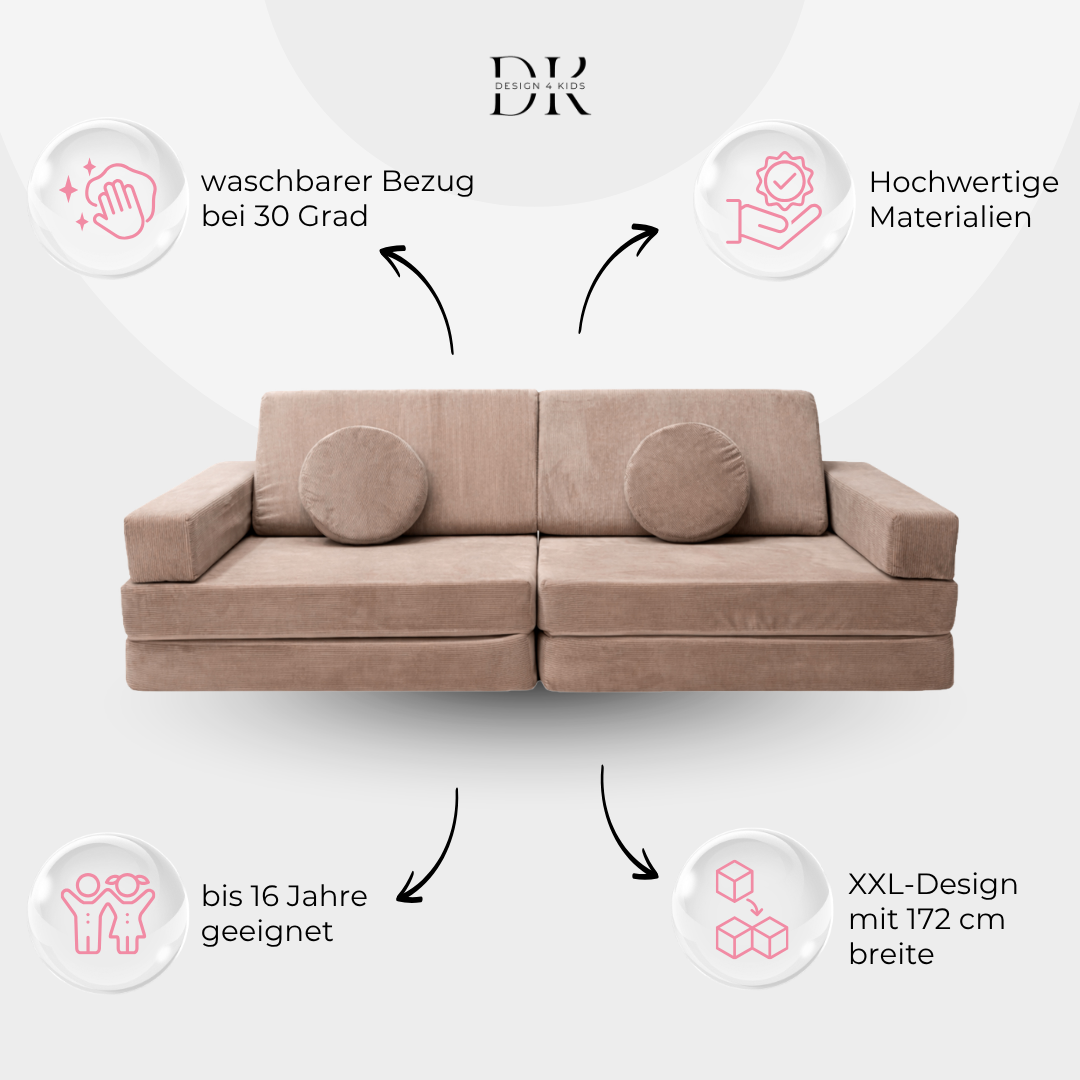 Design4Kids XXL Spielsofa Slim-Cord Grande