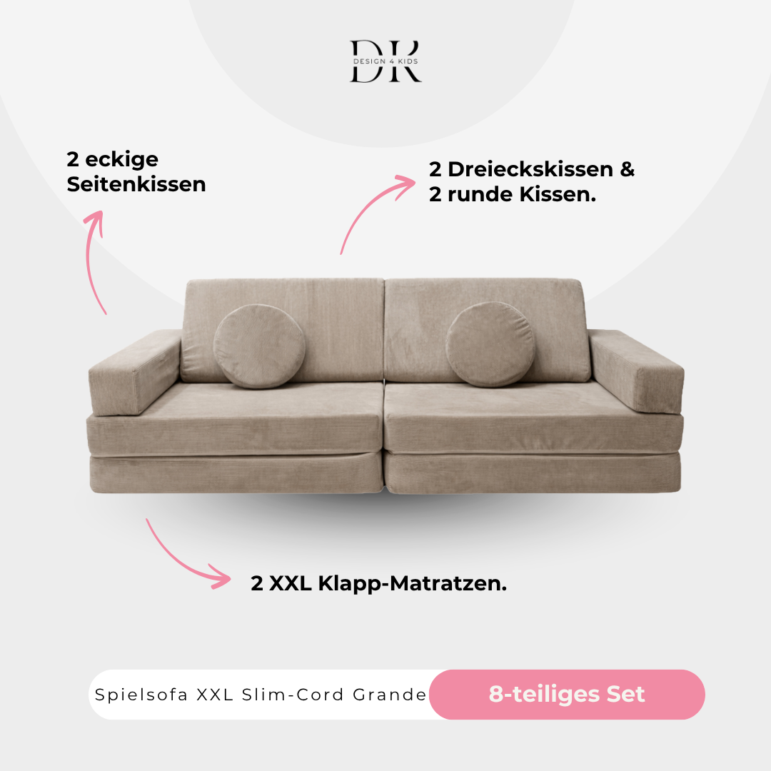Design4Kids XXL Spielsofa Slim-Cord Grande