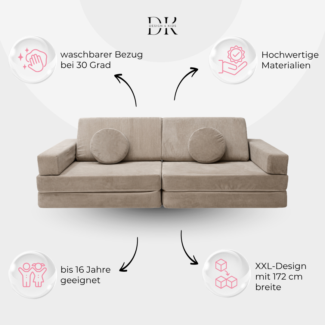 Design4Kids XXL Spielsofa Slim-Cord Grande