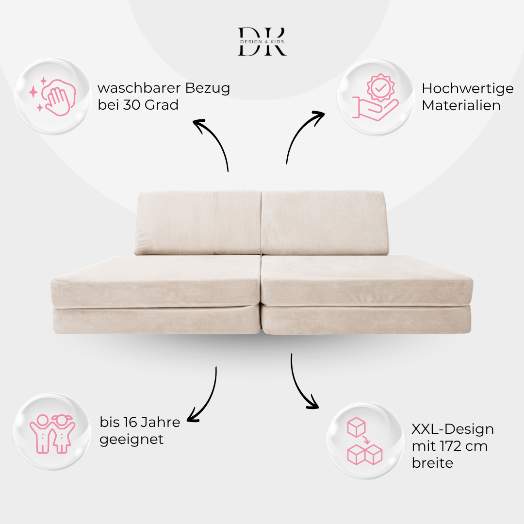 Design4Kids XXL Spielsofa Slim-Cord Grande Classic