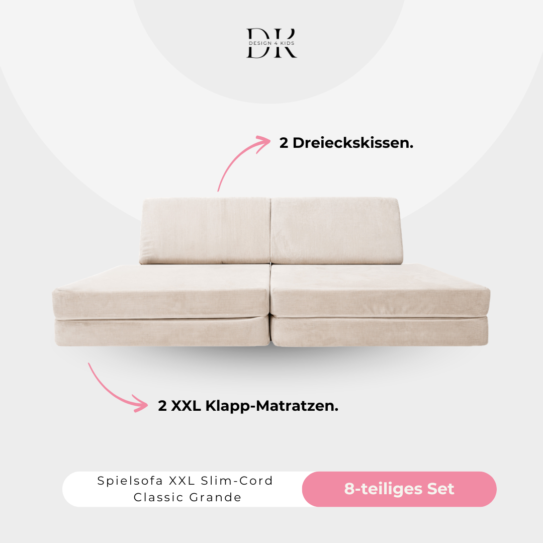 Design4Kids XXL Spielsofa Slim-Cord Grande Classic