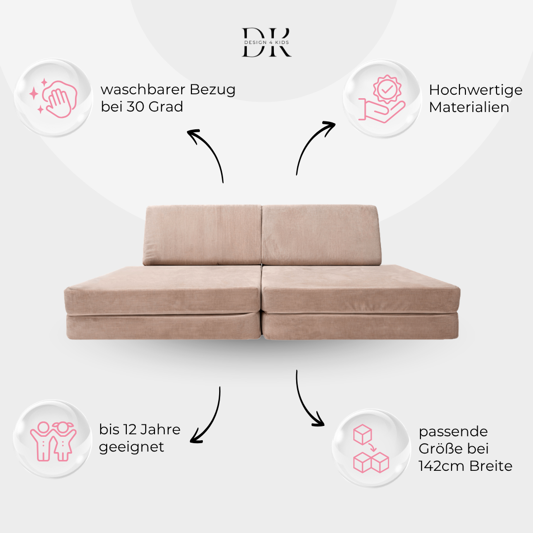 Design4Kids Spielsofa Slim-Cord Mini Grande Classic