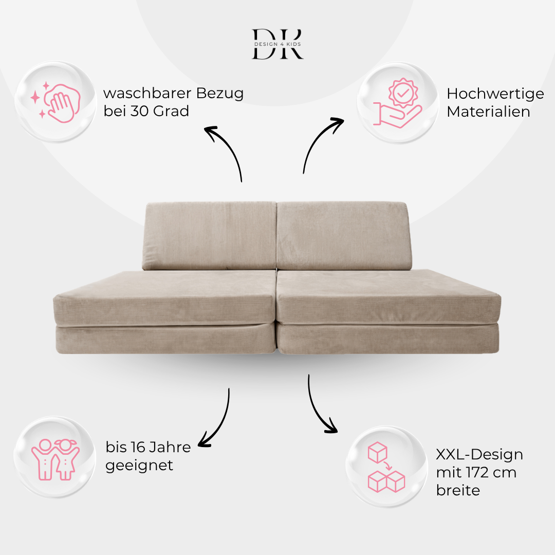 Design4Kids XXL Spielsofa Slim-Cord Grande Classic