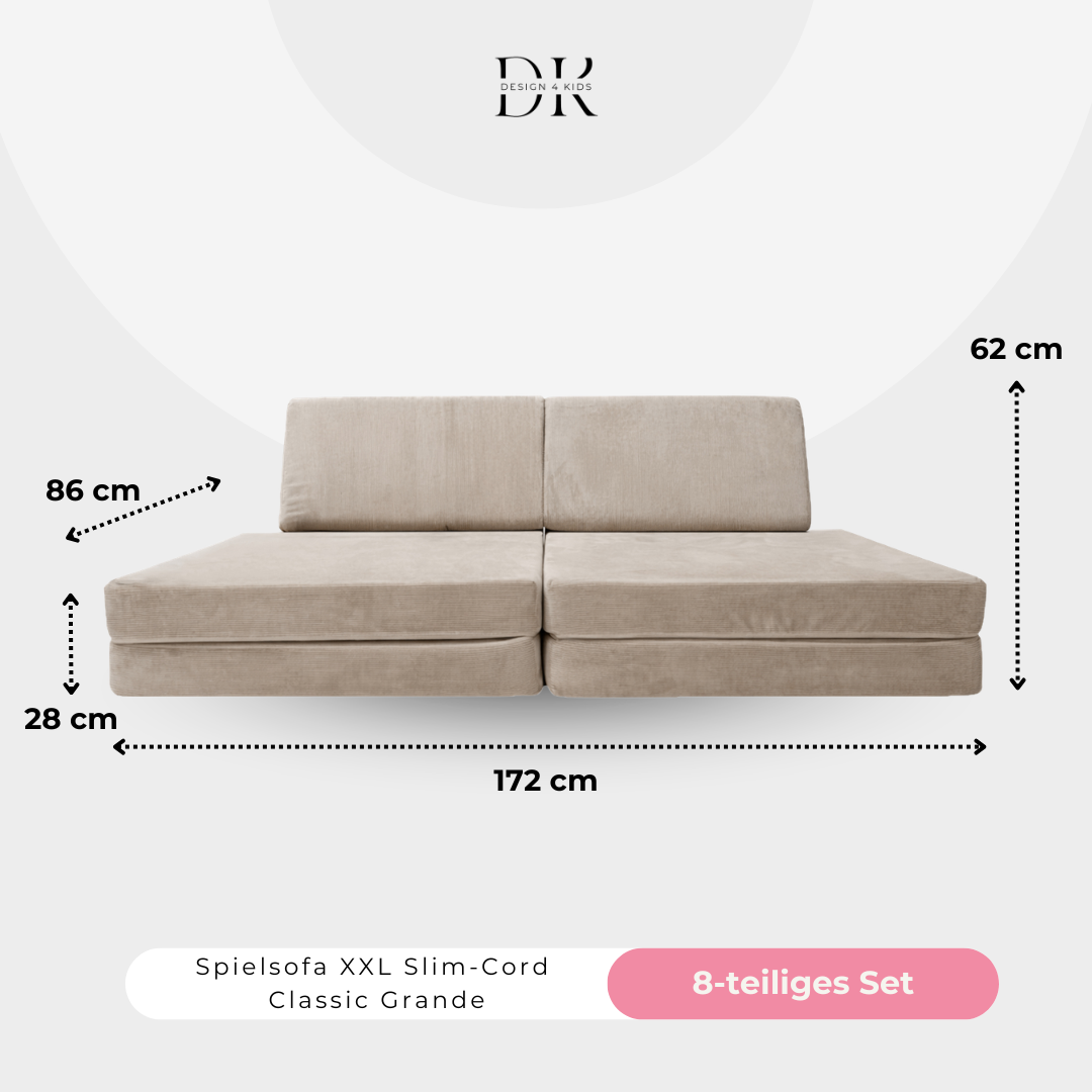 Design4Kids XXL Spielsofa Slim-Cord Grande Classic