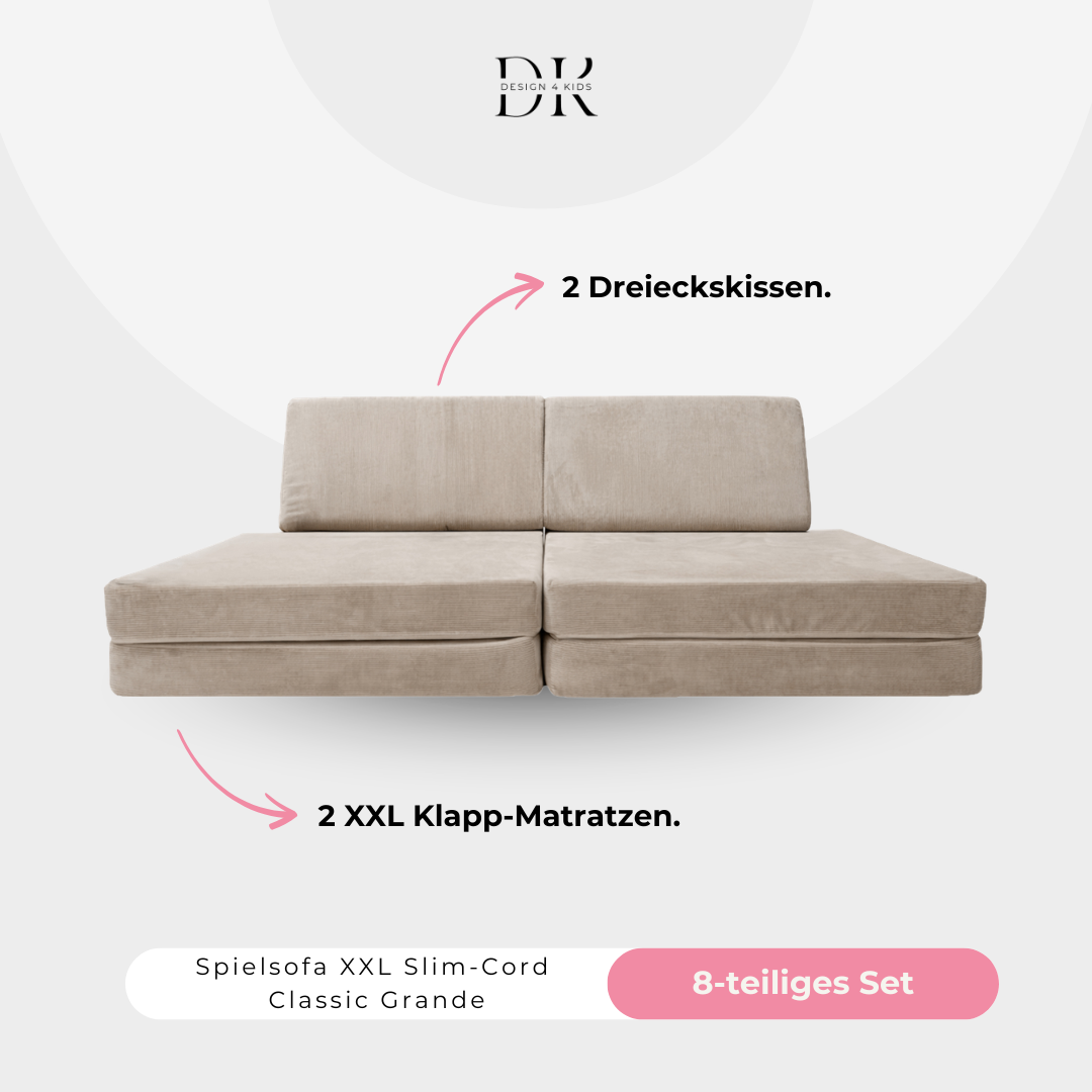 Design4Kids XXL Spielsofa Slim-Cord Grande Classic