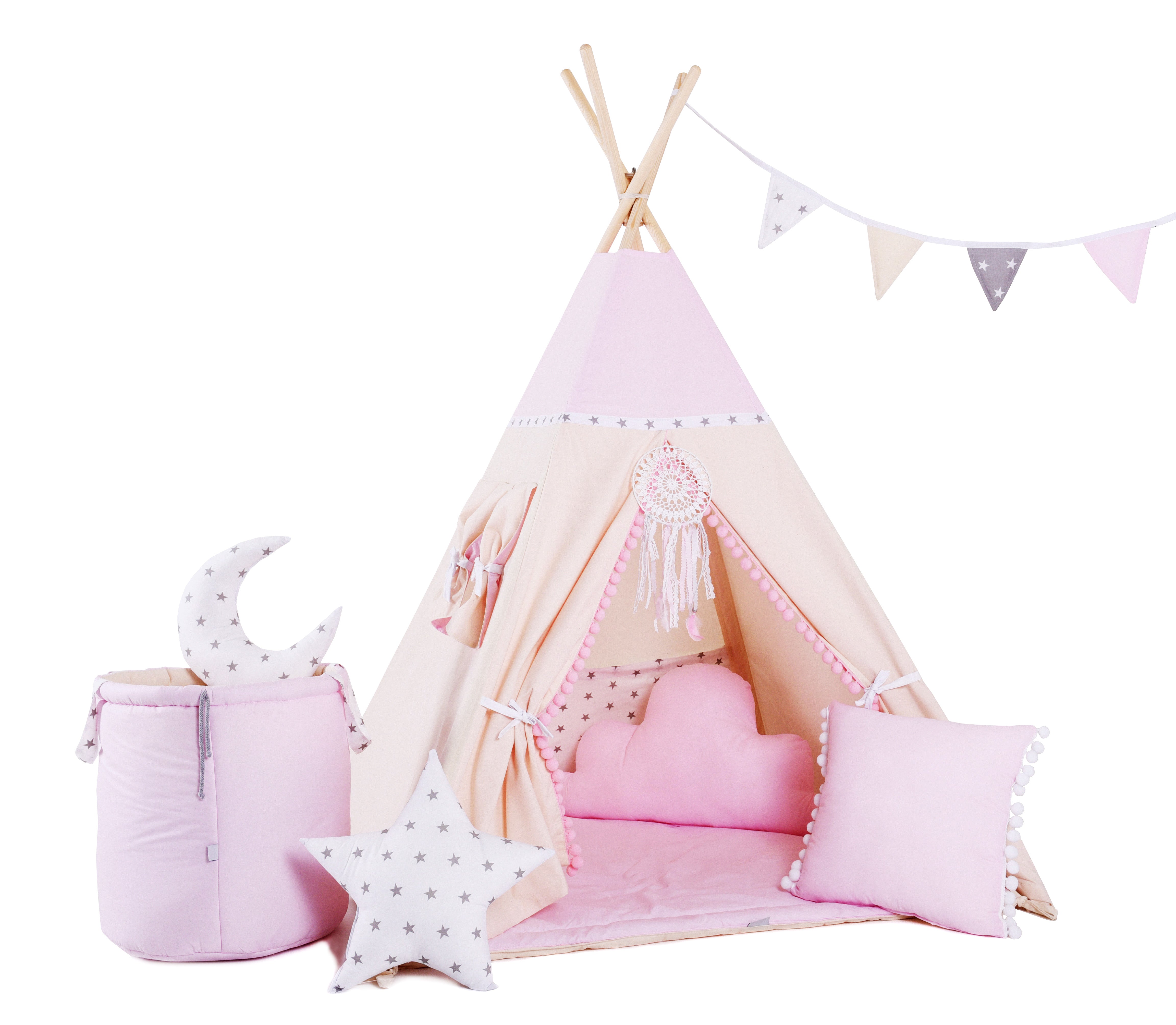 Design4Kids Tipi-Zelt XXL-Set Princess Tipi - beige/rosa