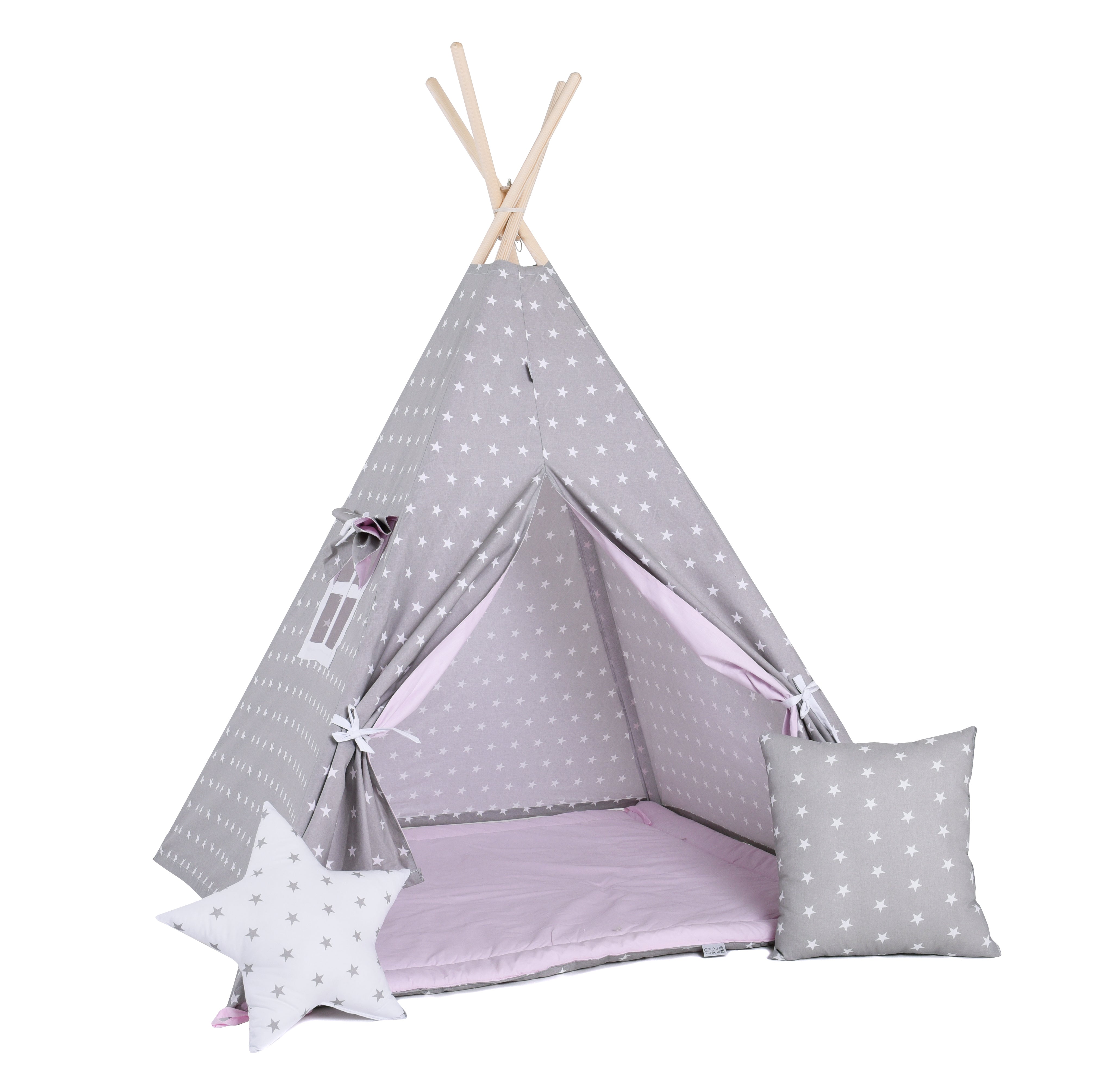 Design4Kids Tipi-Zelt M-Set Pink Dust - grau