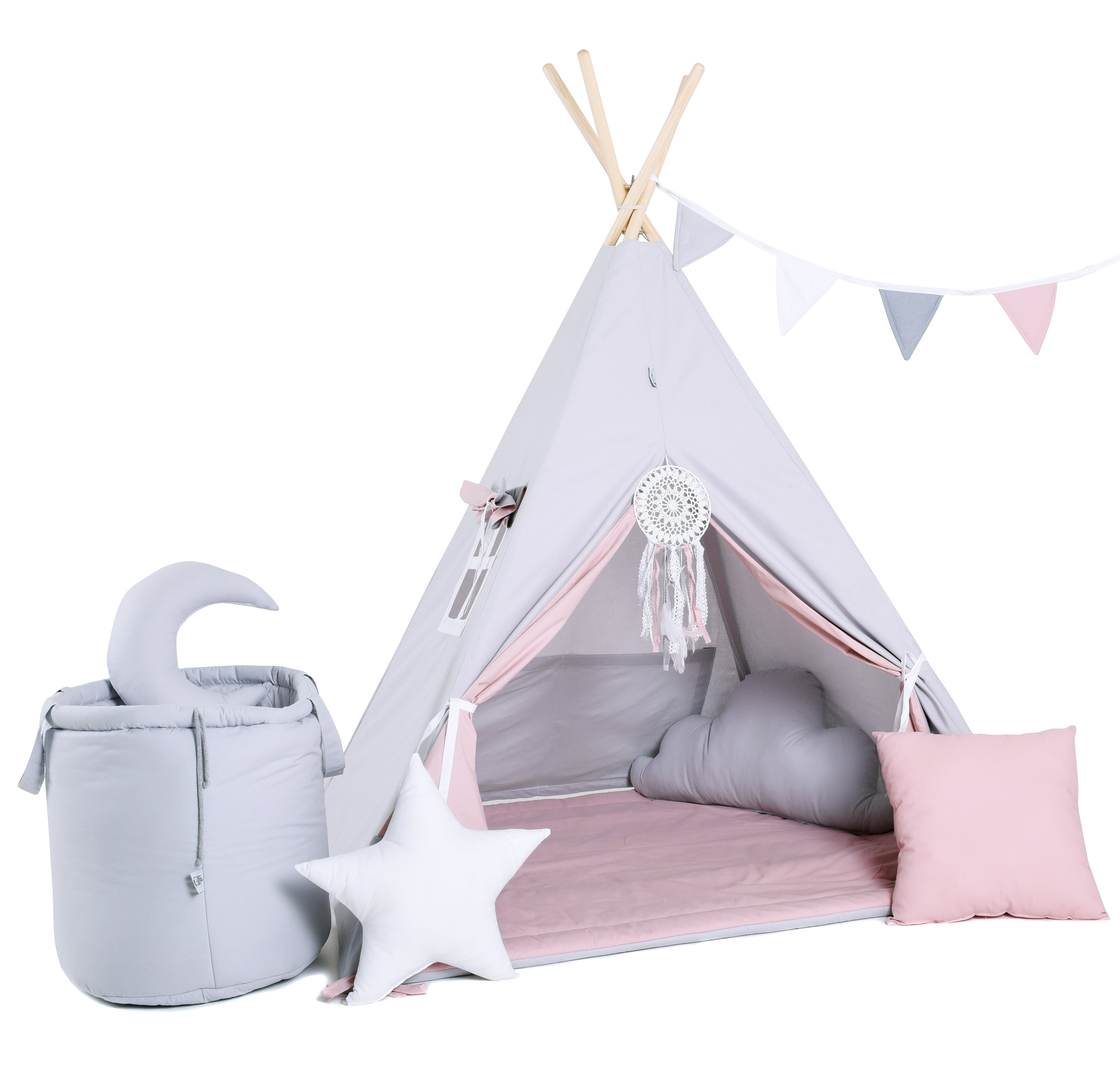 Design4Kids Tipi-Zelt XXL-Set Sugar Icicle - grau