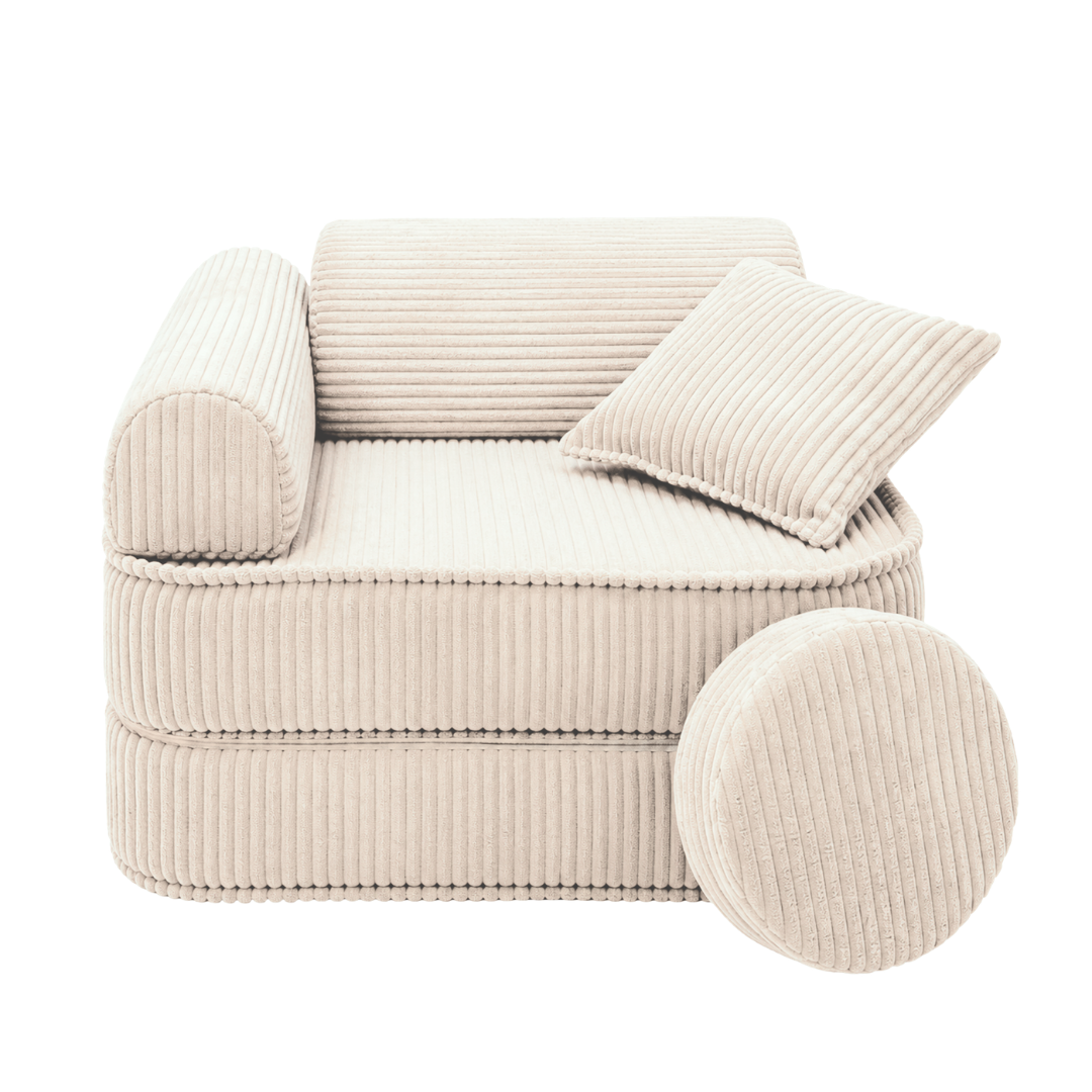 Design4Kids 3-in-1 Kindersessel Jewel Cord Mini 60x60 cm - Faltbare Kindercouch & Spielmatratze