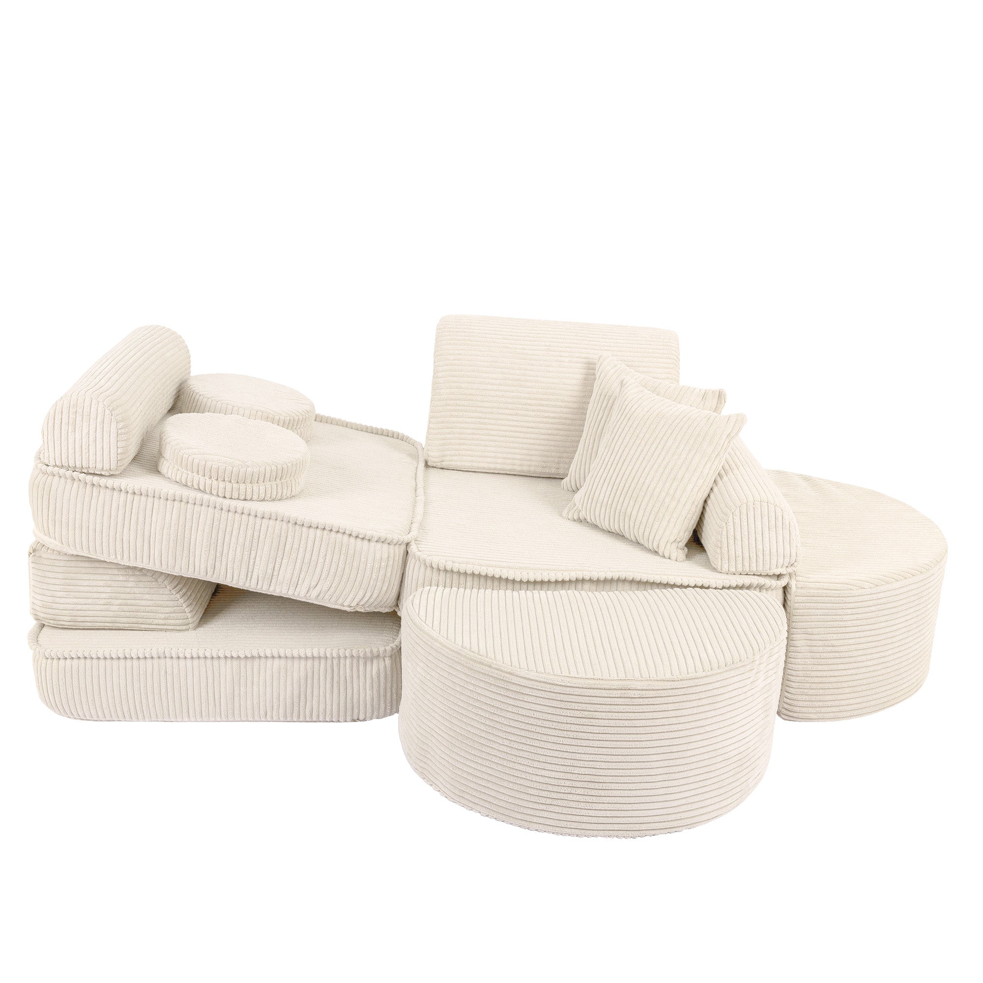 Design4Kids Mini Spielsofa Jewel Cord Max - almond beige