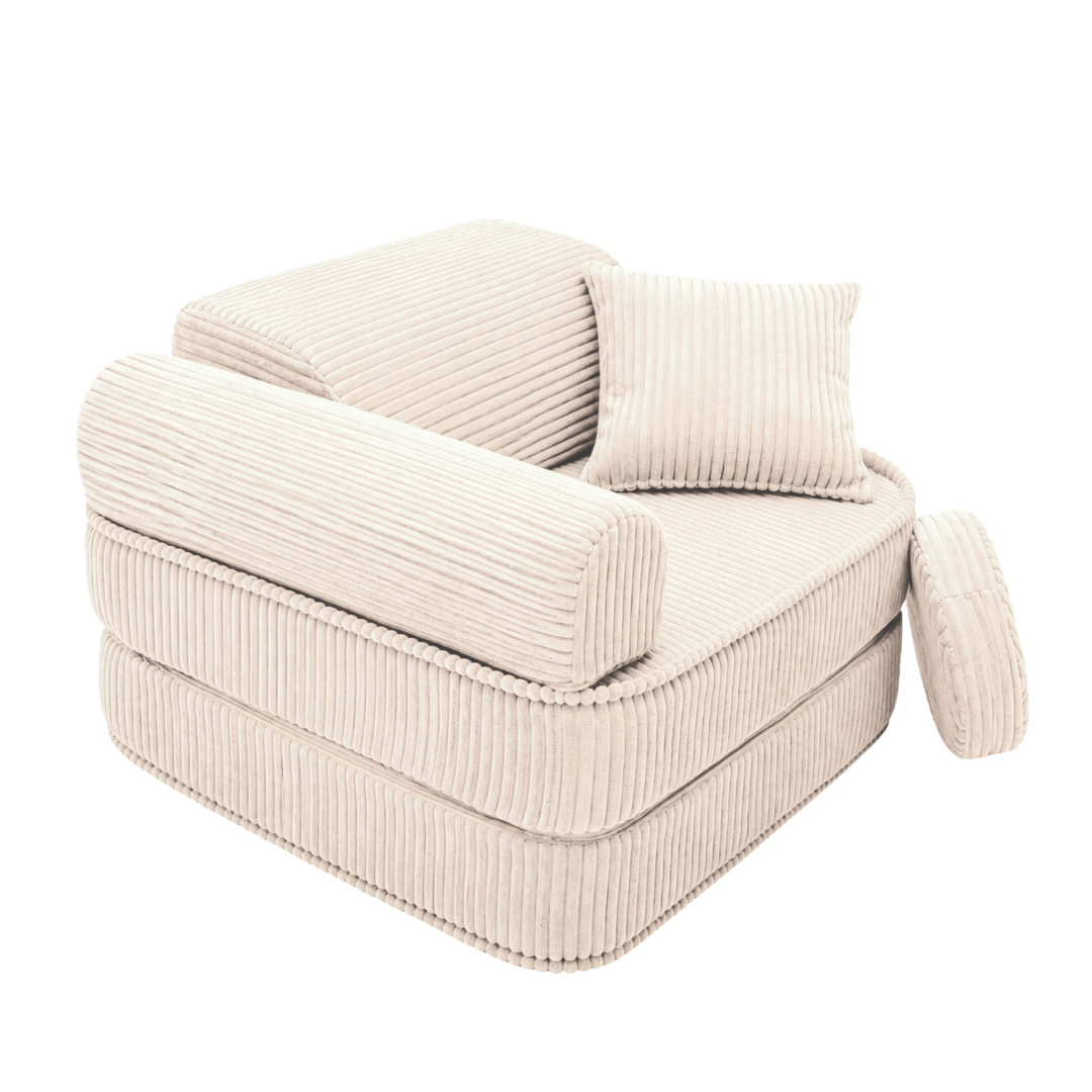 Design4Kids 3-in-1 Kindersessel Jewel Cord Mini 60x60 cm - Faltbare Kindercouch & Spielmatratze