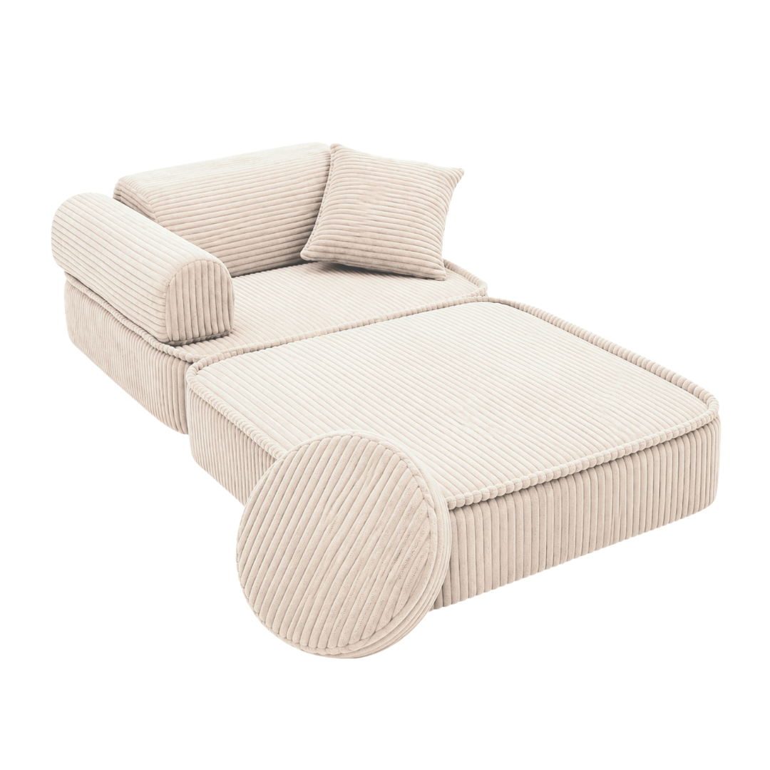 Design4Kids 3-in-1 Kindersessel Jewel Cord Mini 60x60 cm - Faltbare Kindercouch & Spielmatratze