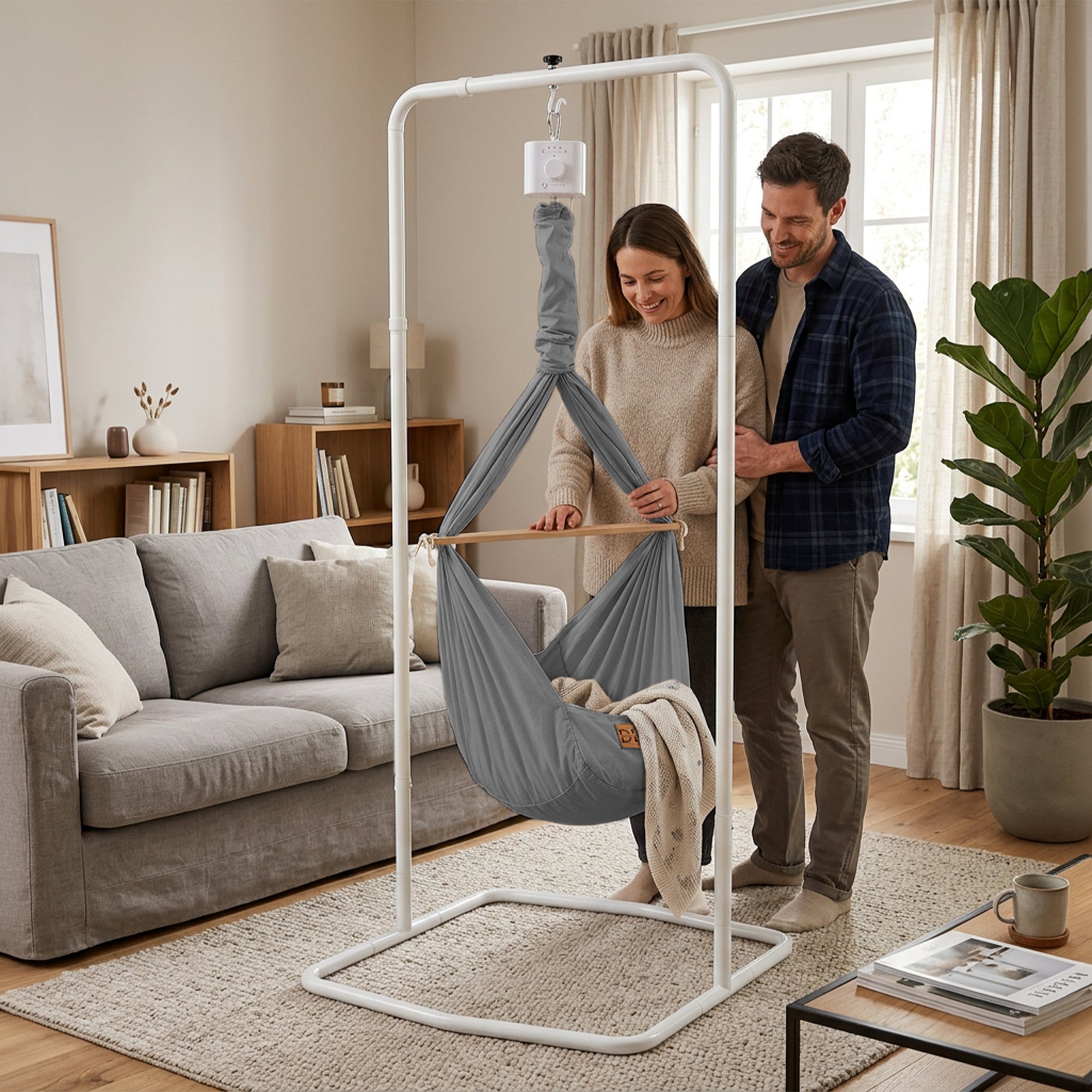 Design4Kids Federwiege Baby Classic, Bio-Baumwolle mit Motor & Komfort-Gestell