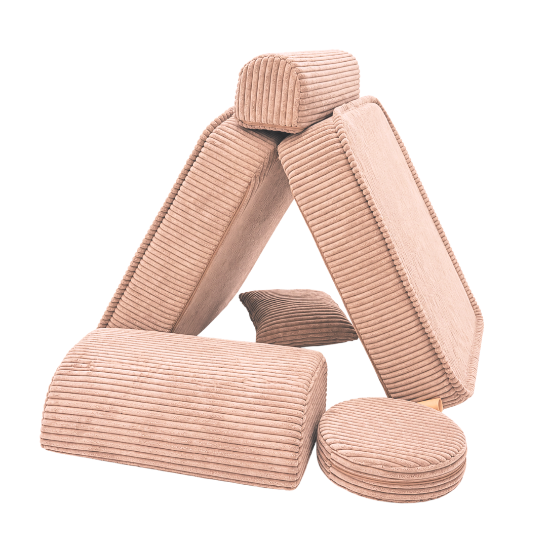 Design4Kids 3-in-1 Kindersessel Jewel Cord Mini 60x60 cm - Faltbare Kindercouch & Spielmatratze