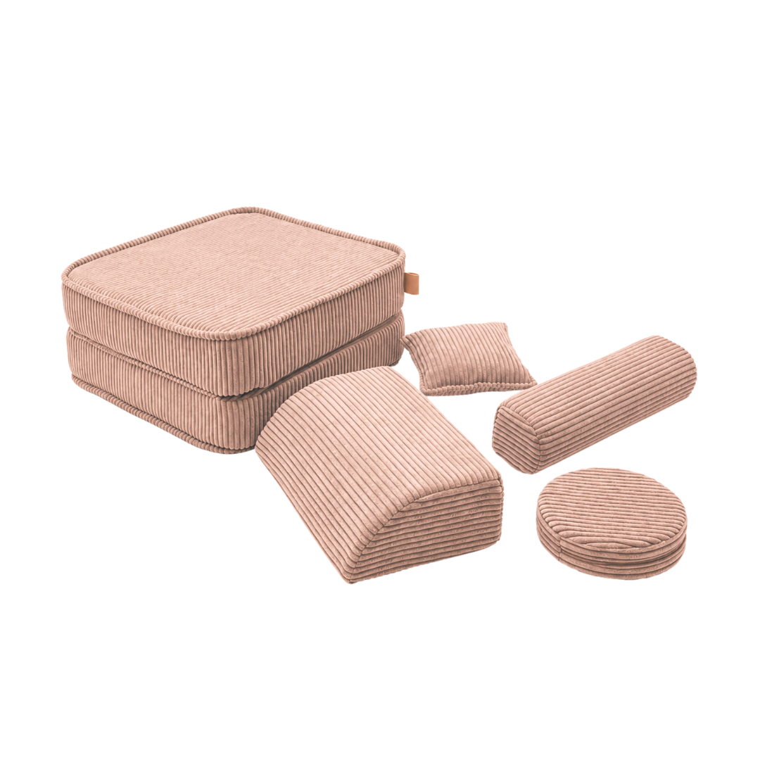 Design4Kids 3-in-1 Kindersessel Jewel Cord Mini 60x60 cm - Faltbare Kindercouch & Spielmatratze