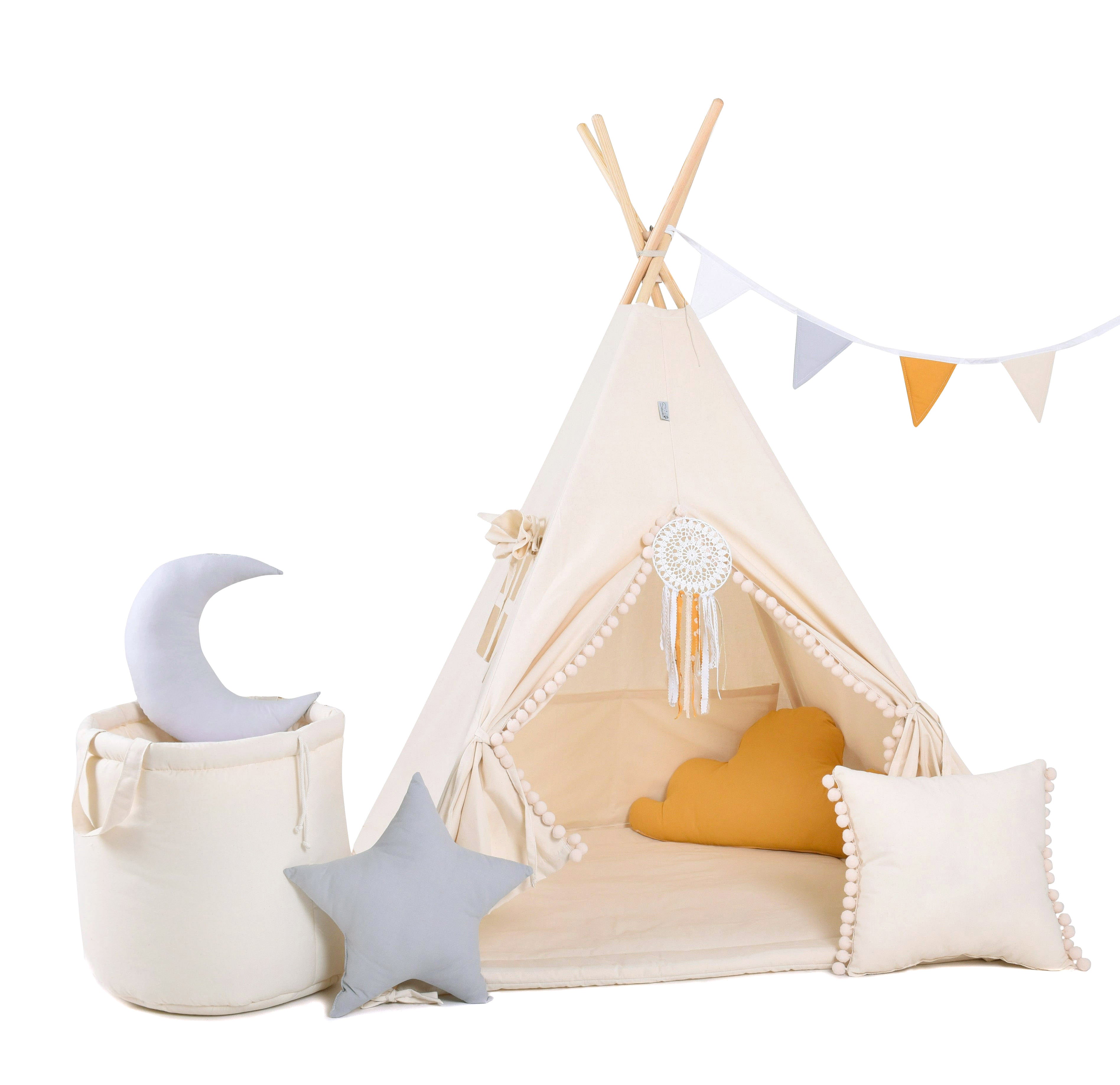 Design4Kids Tipi-Zelt XL-Set Creamy Cloud - creme