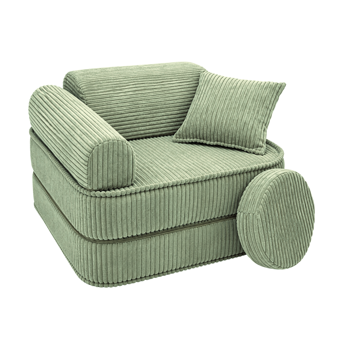 Design4Kids 3-in-1 Kindersessel Jewel Cord Mini 60x60 cm - Faltbare Kindercouch & Spielmatratze