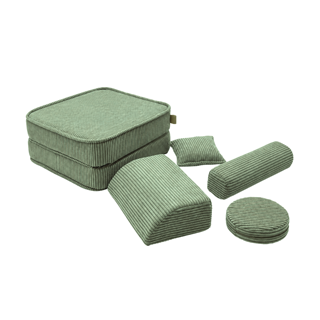 Design4Kids 3-in-1 Kindersessel Jewel Cord Mini 60x60 cm - Faltbare Kindercouch & Spielmatratze
