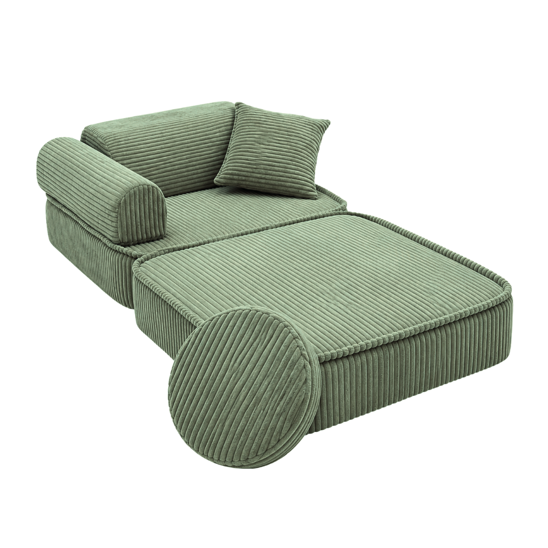 Design4Kids 3-in-1 Kindersessel Jewel Cord Mini 60x60 cm - Faltbare Kindercouch & Spielmatratze