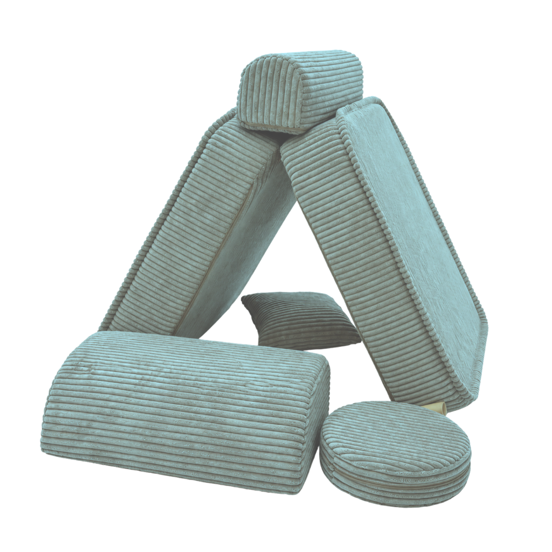 Design4Kids 3-in-1 Kindersessel Jewel Cord Mini 60x60 cm - Faltbare Kindercouch & Spielmatratze