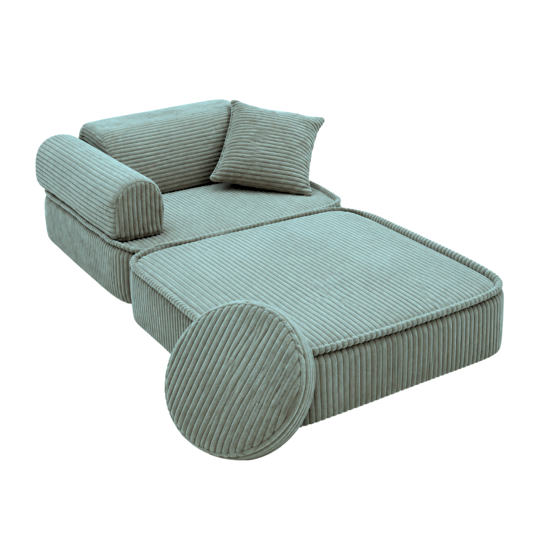 Design4Kids 3-in-1 Kindersessel Jewel Cord Mini 60x60 cm - Faltbare Kindercouch & Spielmatratze