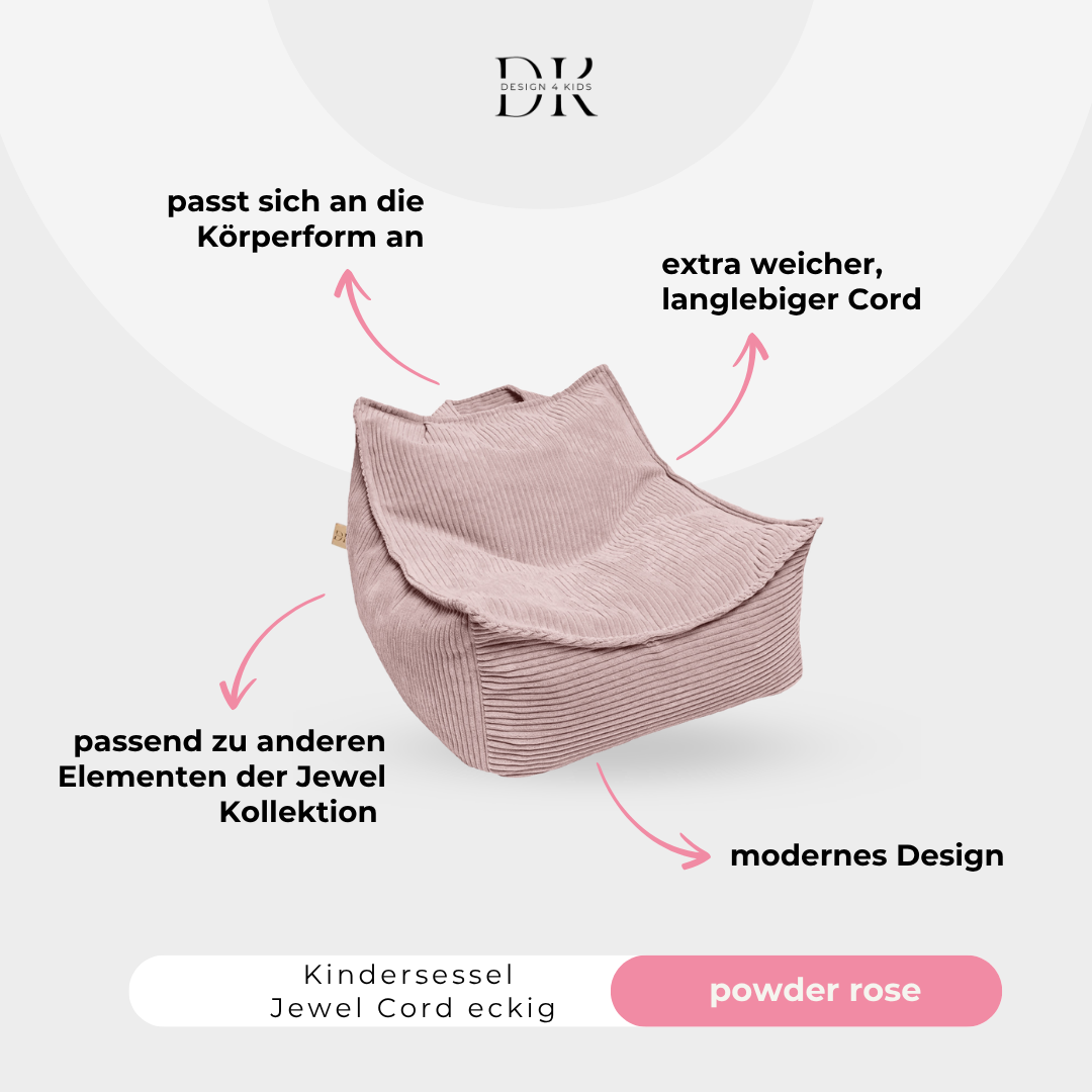 Design4Kids Kindersessel Jewel Cord eckig