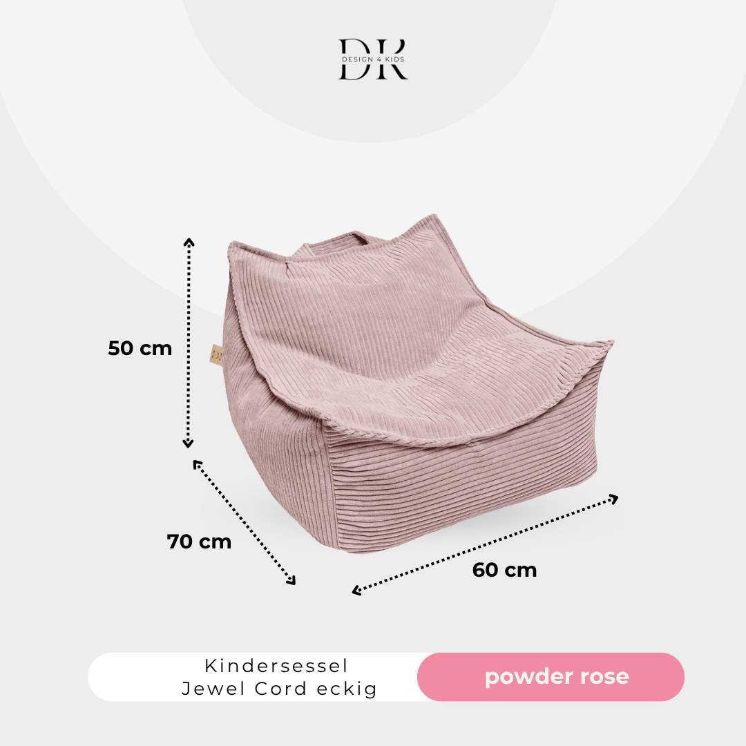 Design4Kids Kindersessel Jewel Cord eckig