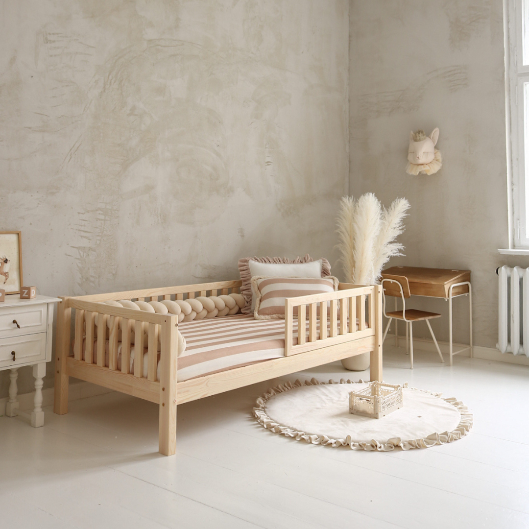 Design4kids Kinderbett Bino Komfort - 190x90 Naturholz (19cm Füße)