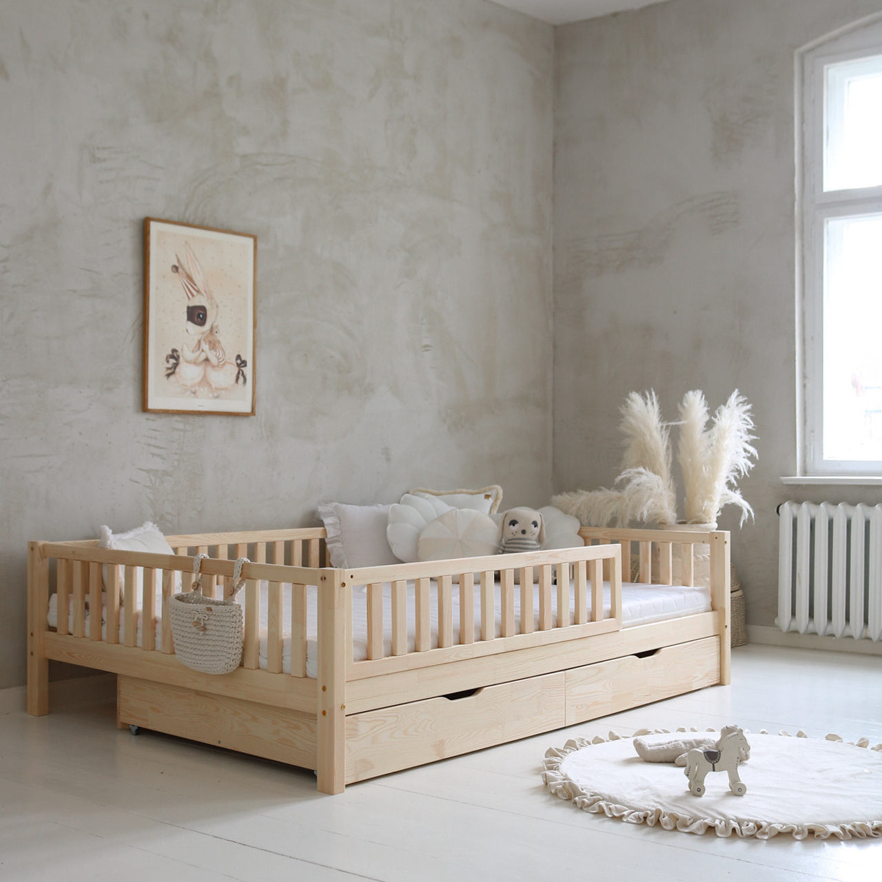 Design4kids Kinderbett Bino Komfort Deluxe Duo - 200x140 Naturholz