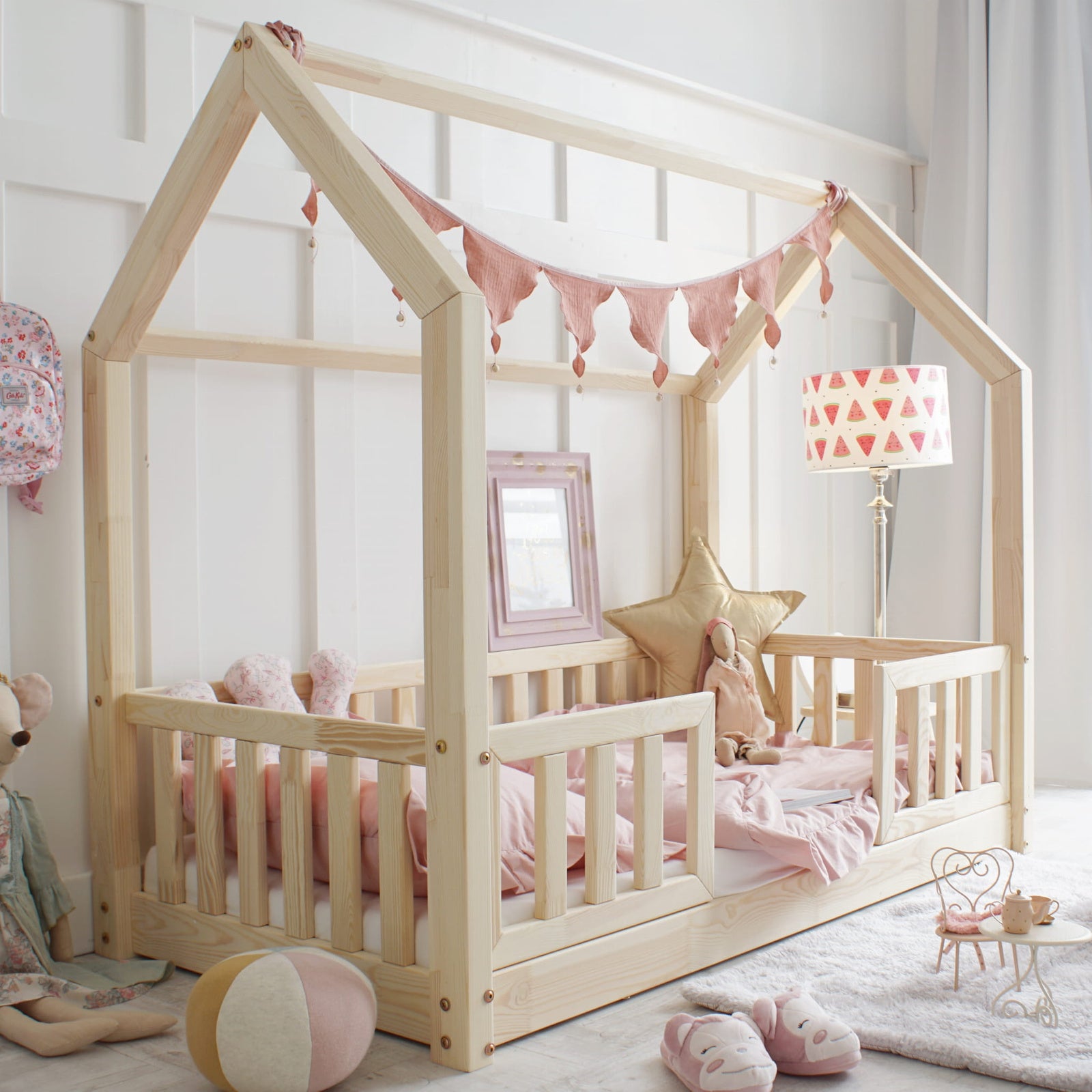 Design4kids Hausbett Nuvalo Pro - 160x80 Naturholz (1 cm Füße)