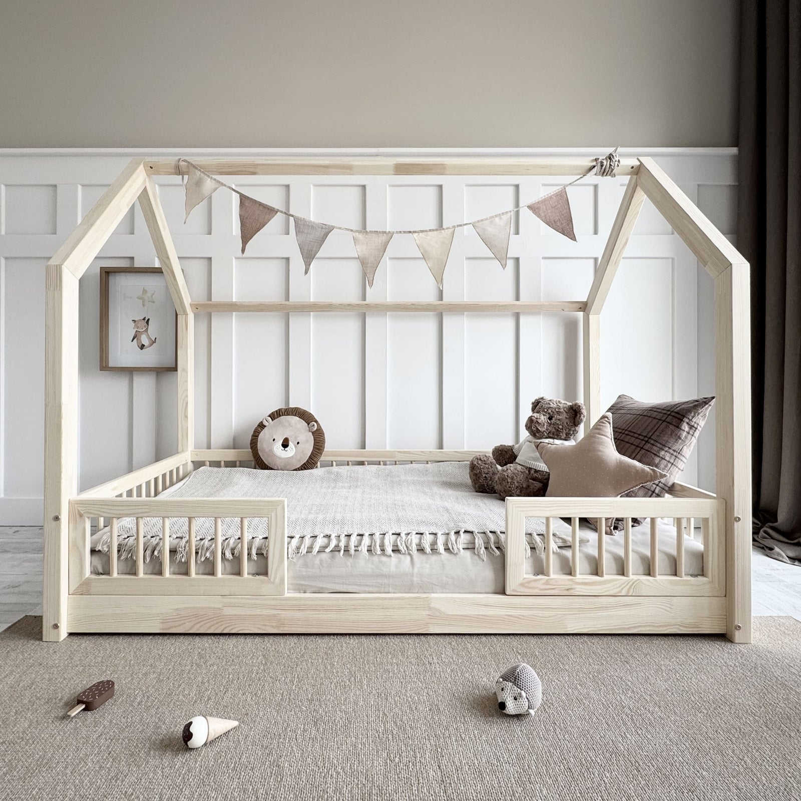 Design4kids Hausbett Sole Pro - 190x90 Naturholz (1 cm Füße)