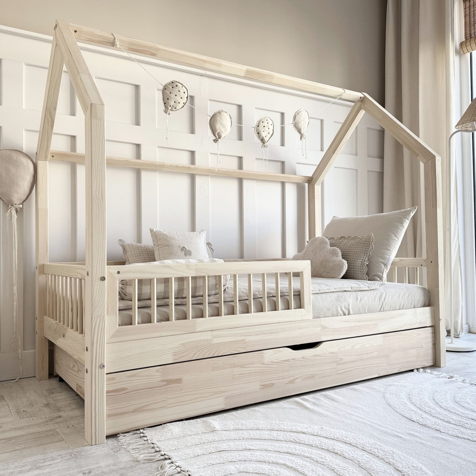 Design4kids Hausbett Sole Komfort Deluxe - 190x90 Naturholz