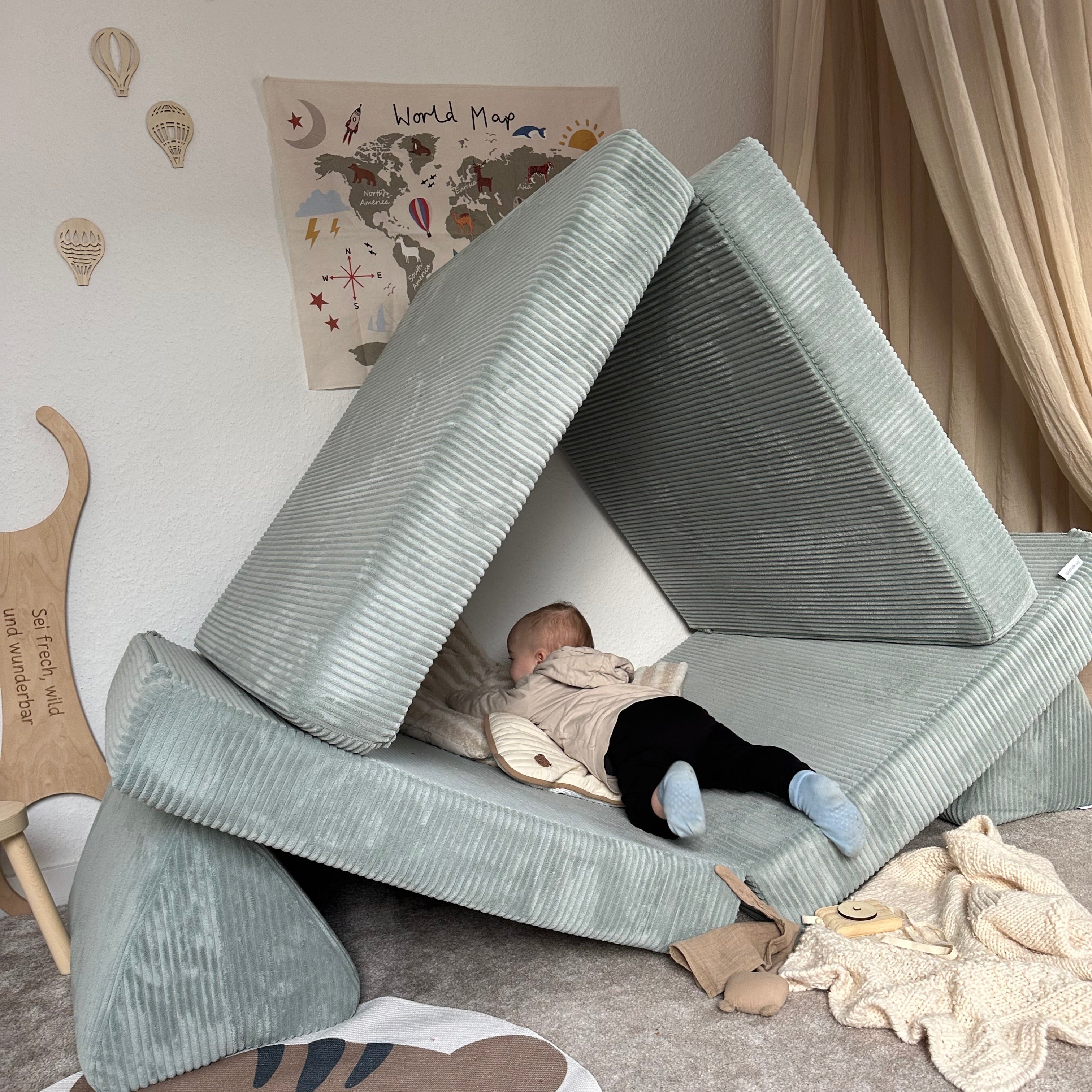 Design4Kids XXL Spielsofa Cord Grande Classic - cozy mint