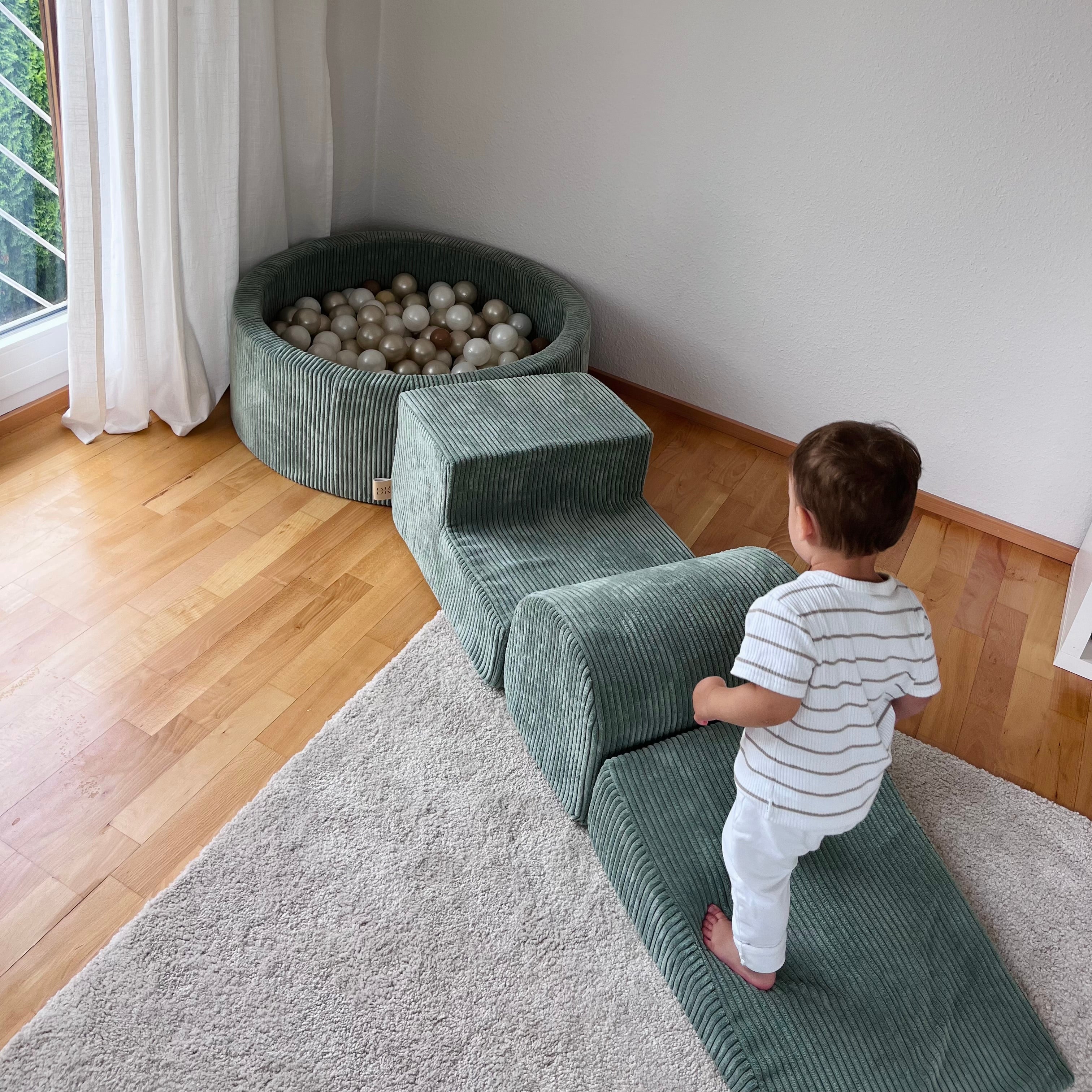 Design4Kids Schaumspielset Jewel Cord mit Bällebad classic olive , 200 Bälle - eigene Farbauswahl