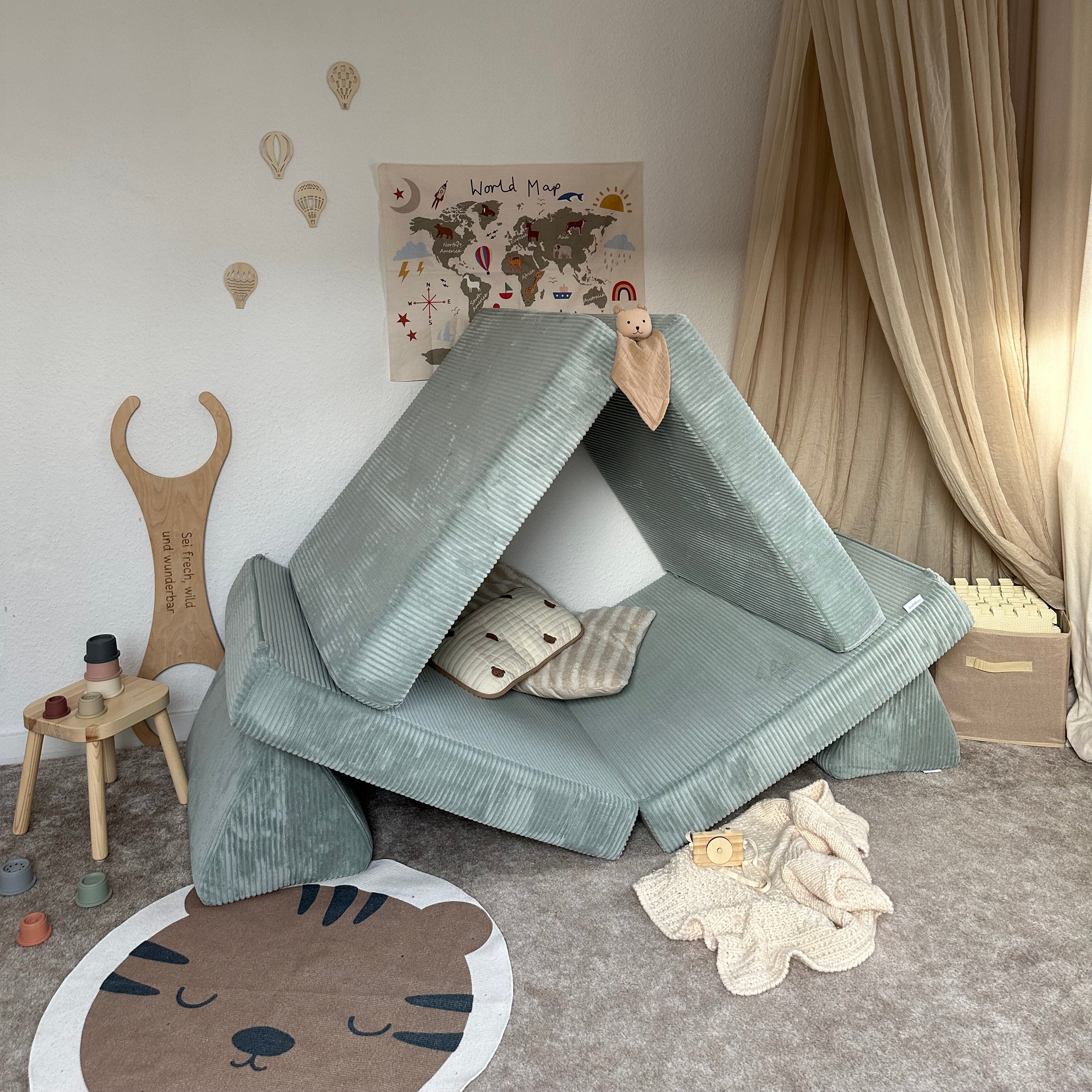 Design4Kids XXL Spielsofa Cord Grande Classic - cozy mint