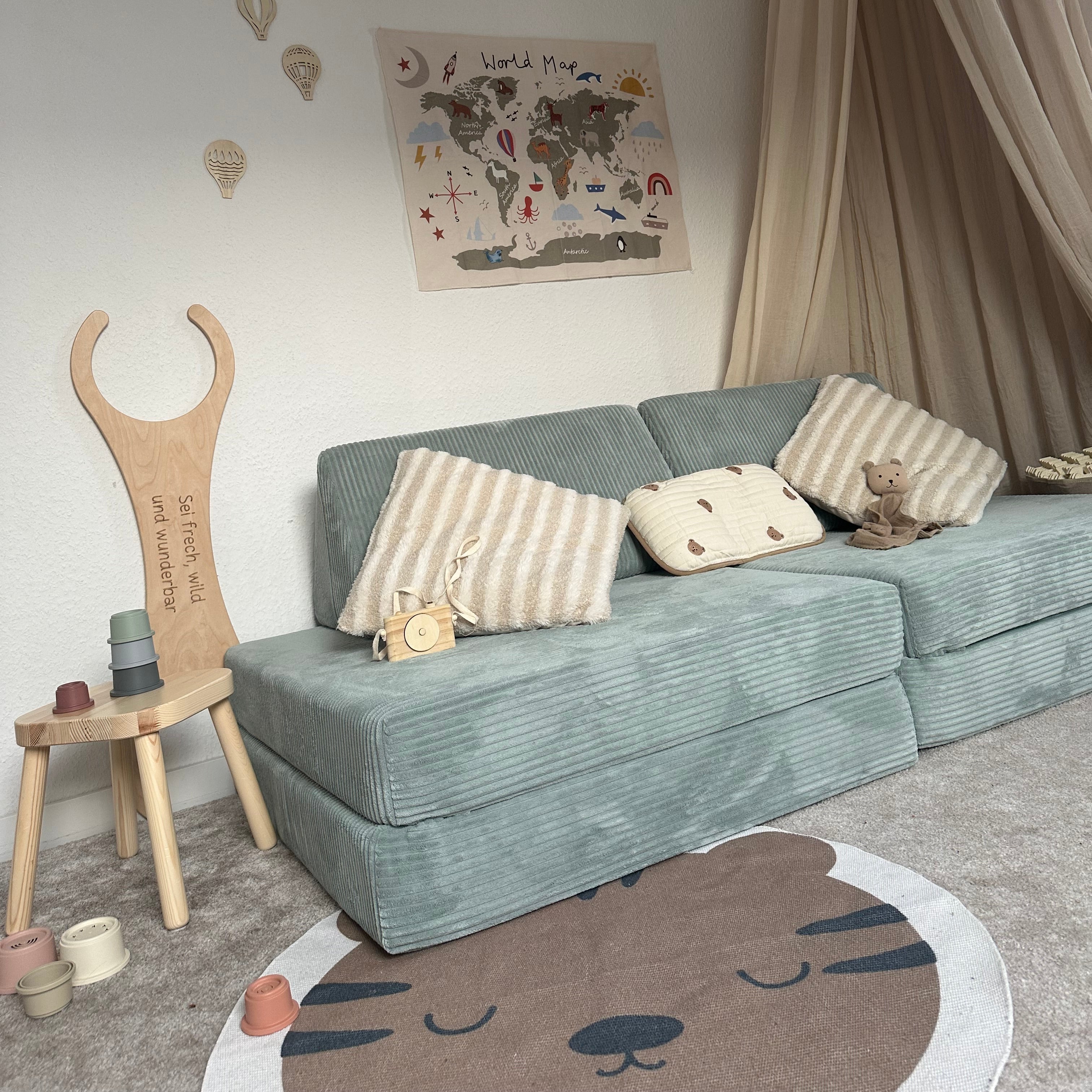 Design4Kids XXL Spielsofa Cord Grande Classic - cozy mint