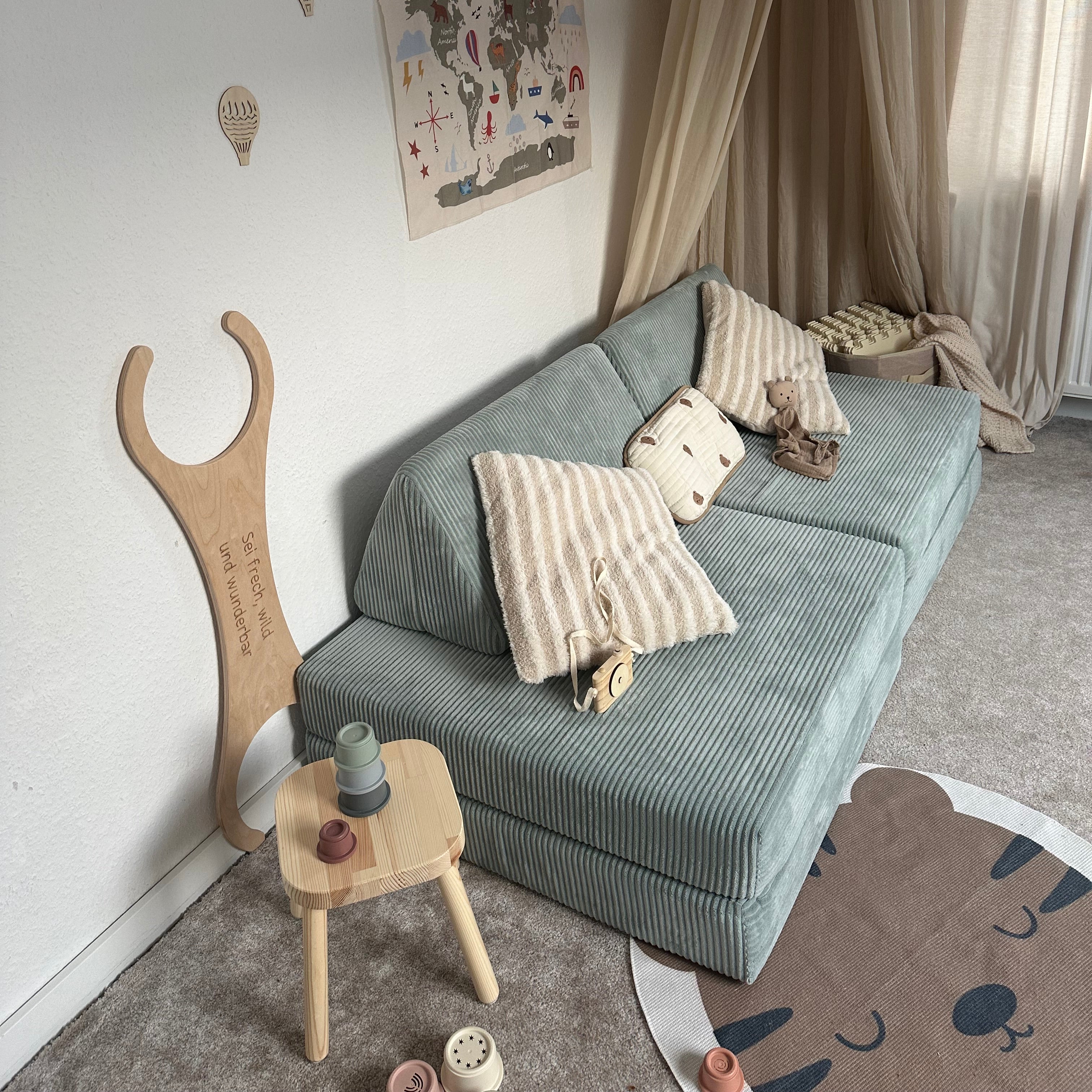 Design4Kids XXL Spielsofa Cord Grande Classic - cozy mint