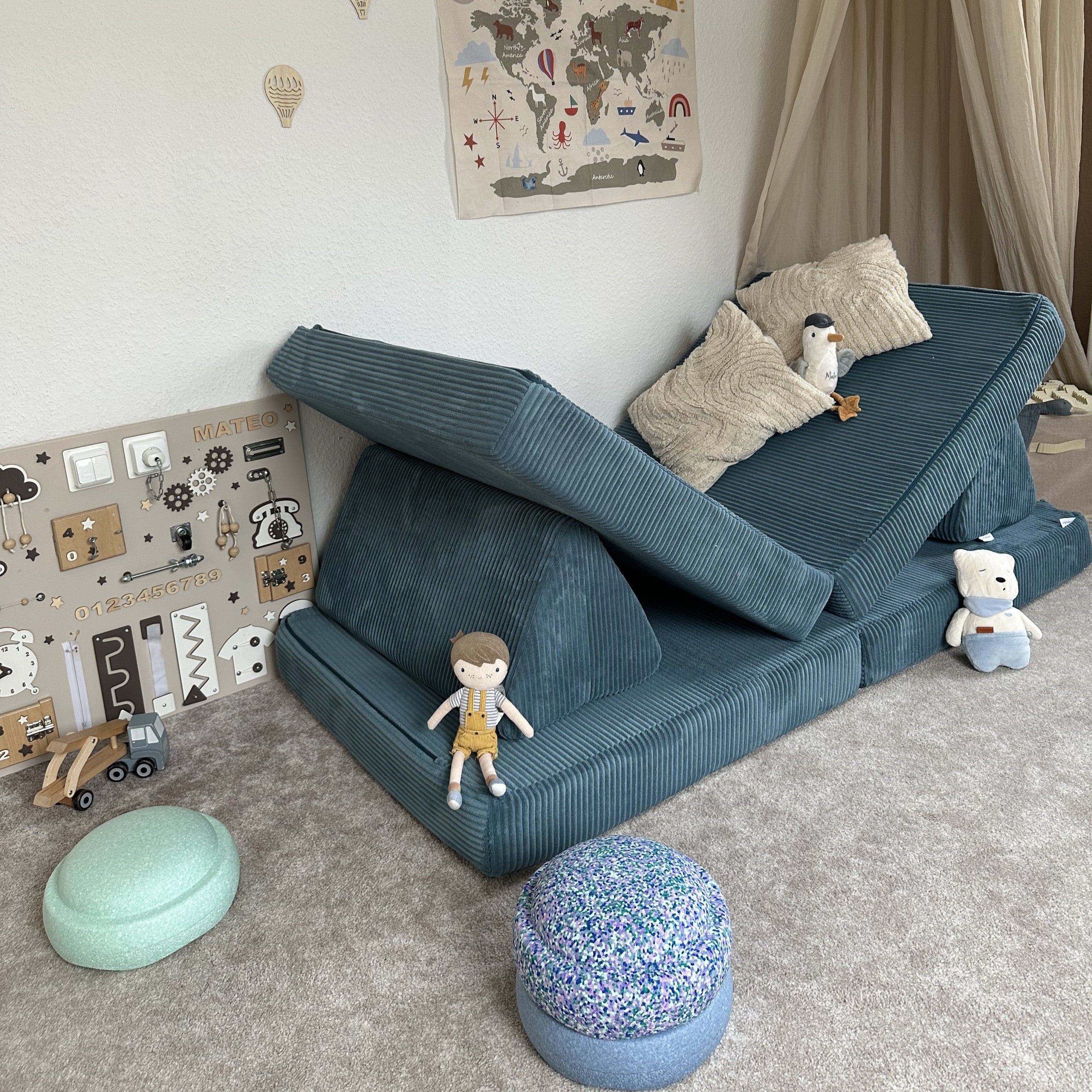 Design4Kids XXL Spielsofa Cord Grande Classic - pure ocean