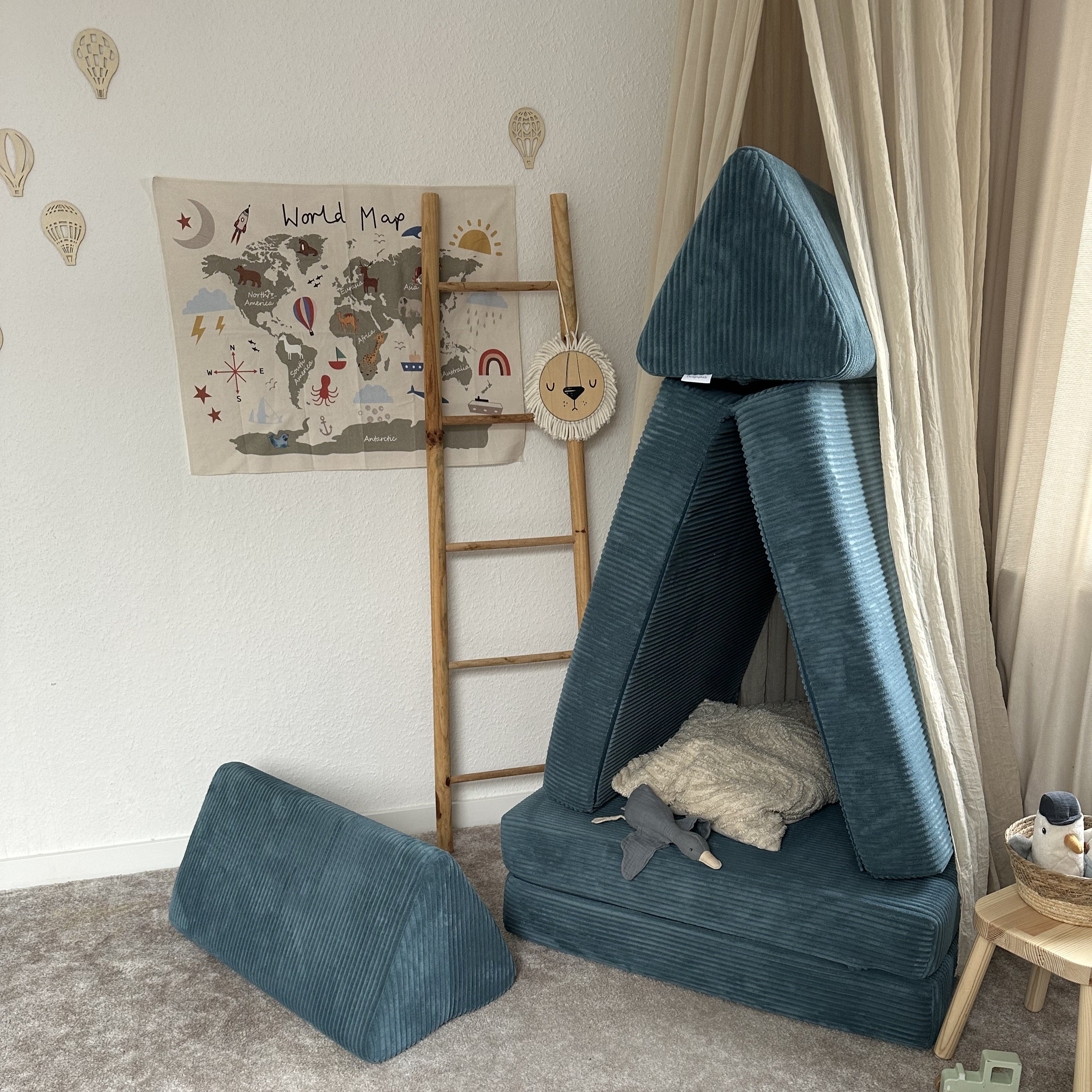Design4Kids XXL Spielsofa Cord Grande Classic - pure ocean