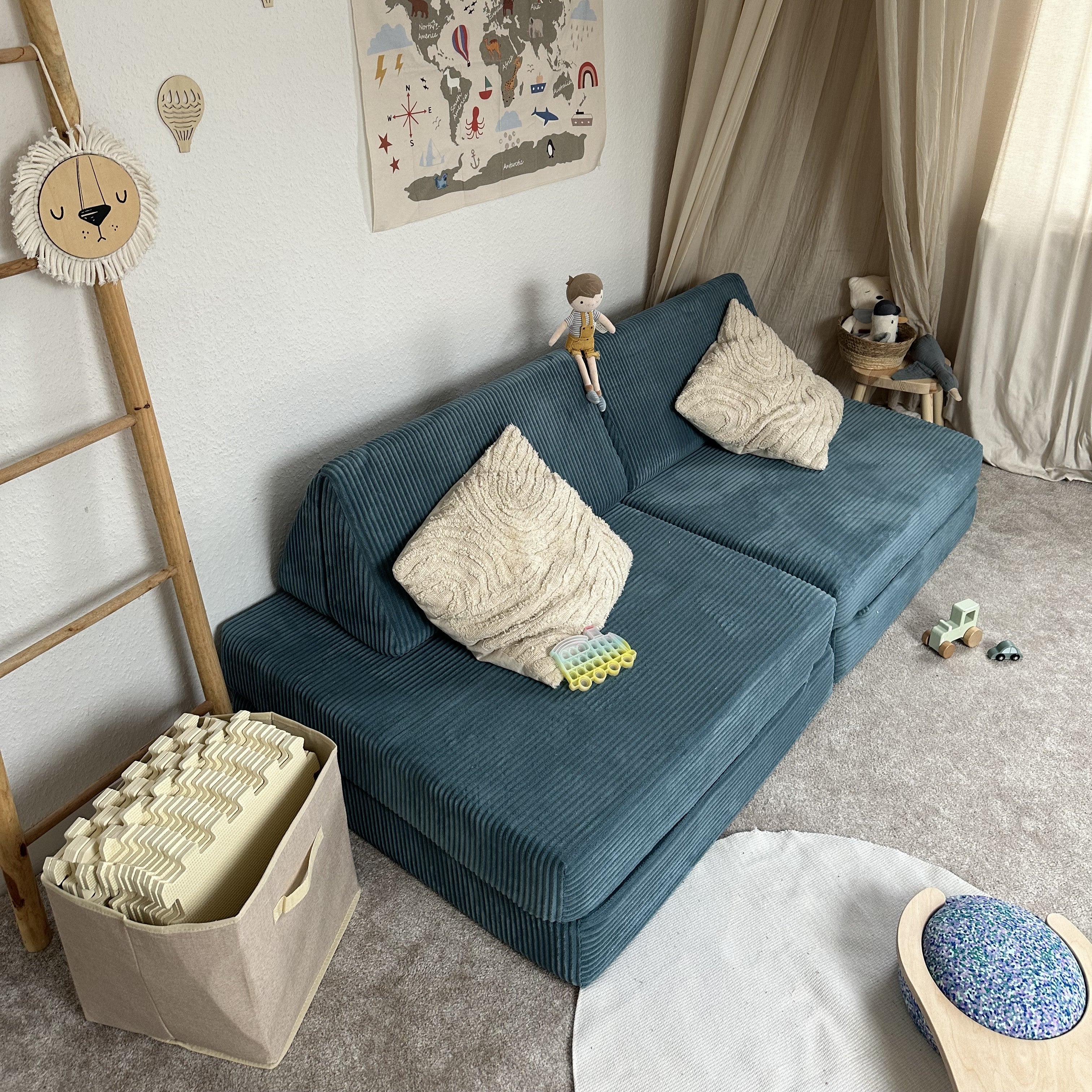 Design4Kids XXL Spielsofa Cord Grande Classic - pure ocean