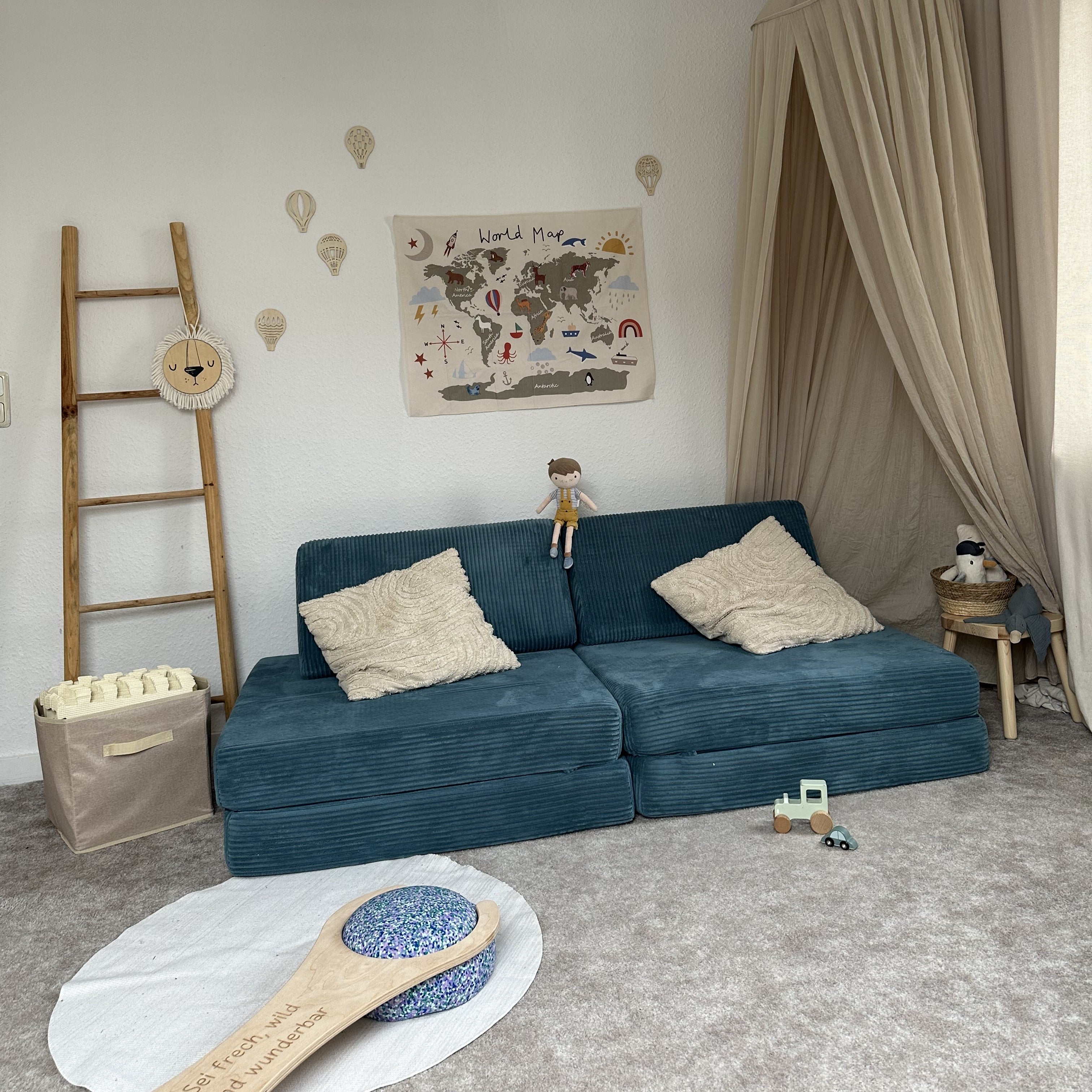 Design4Kids XXL Spielsofa Cord Grande Classic - pure ocean
