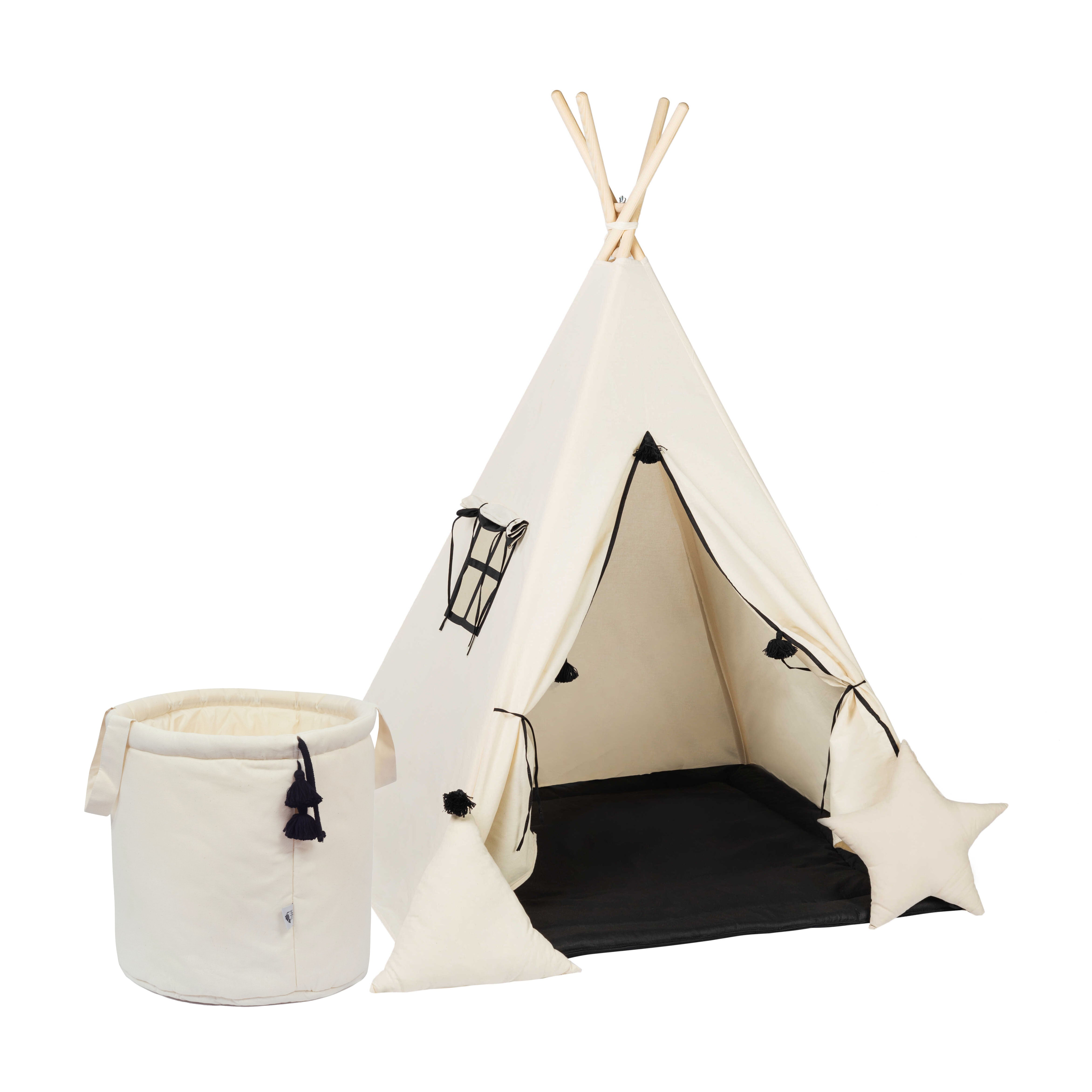 Design4Kids Tipi-Zelt L-Set Creamy Coal - creme