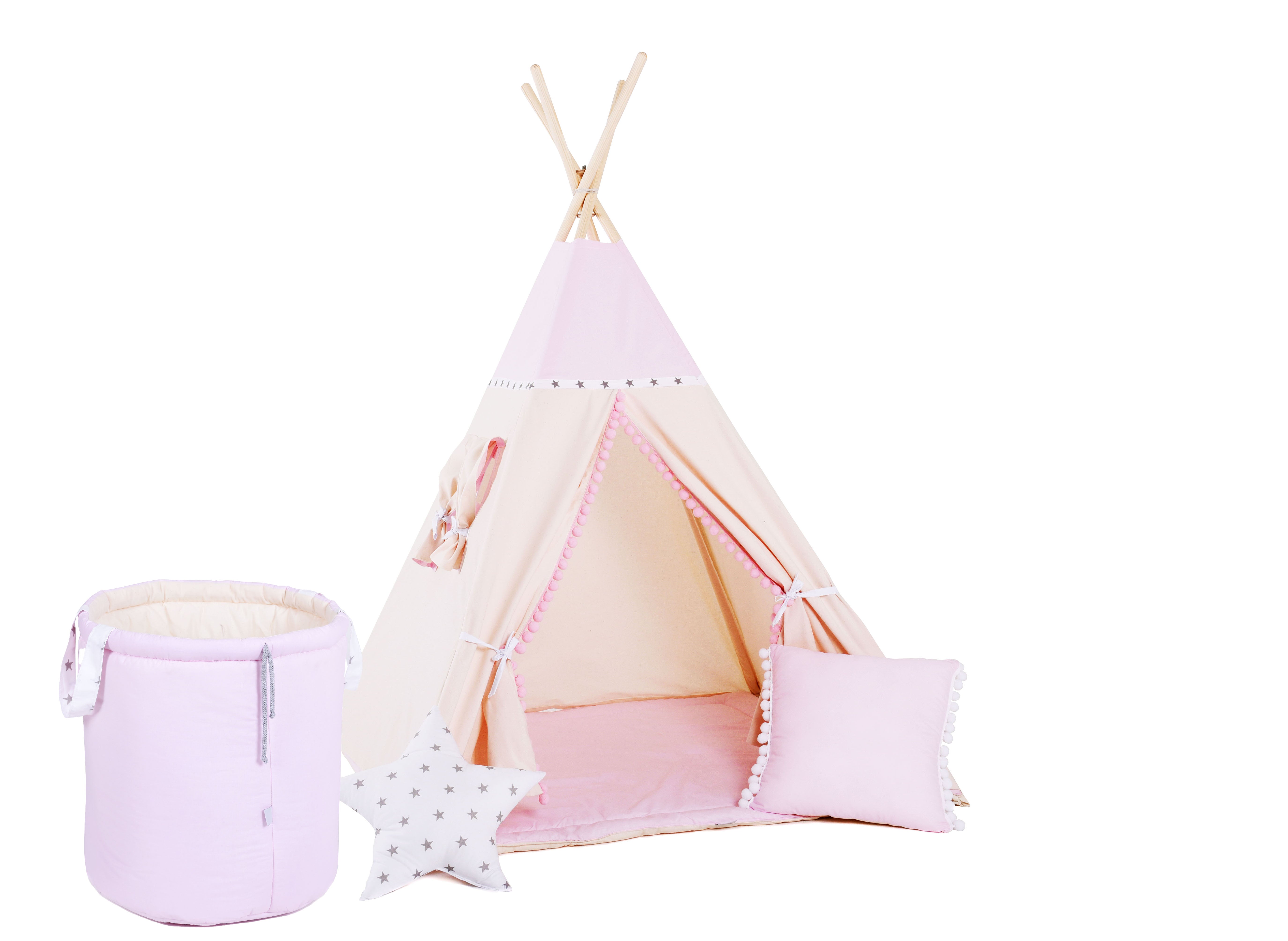 Design4Kids Tipi-Zelt L-Set Princess Tipi - beige/rosa