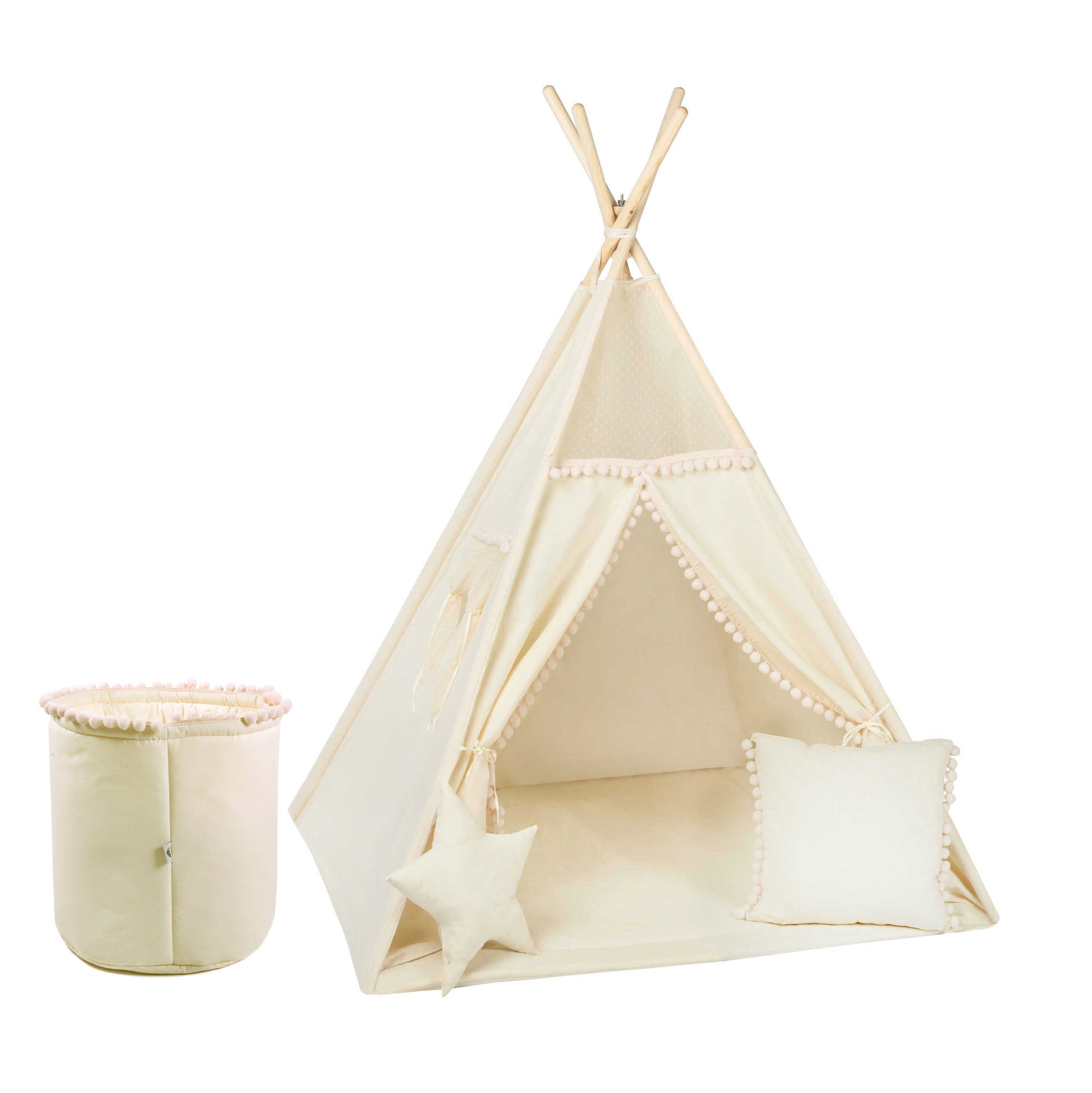 Design4Kids Tipi-Zelt L-Set Beady Mist  - creme