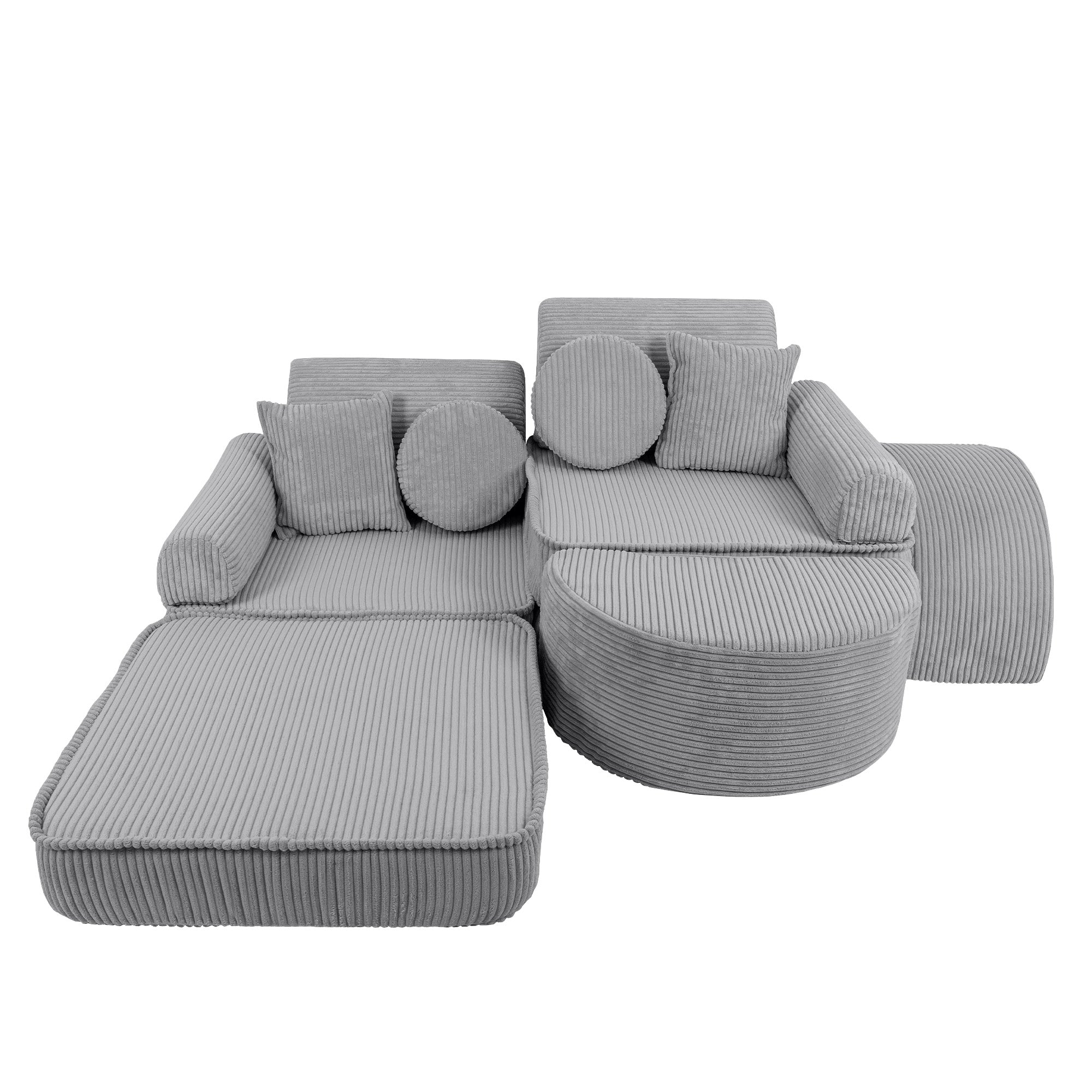 Design4Kids Mini Spielsofa Jewel Cord Max - marble grey