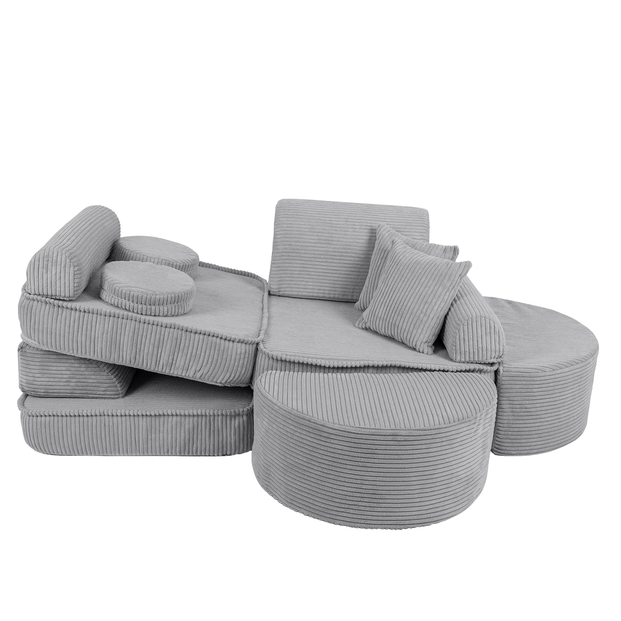 Design4Kids Mini Spielsofa Jewel Cord Max - marble grey