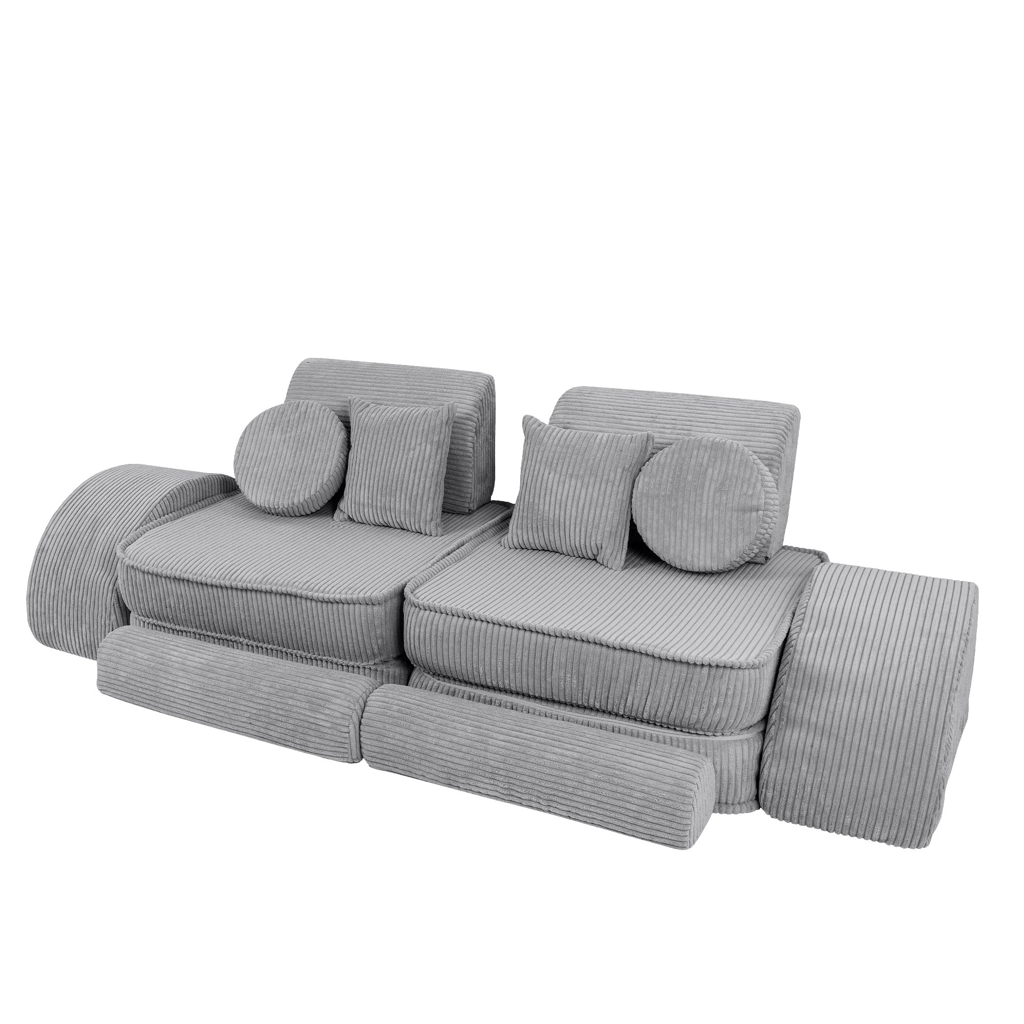 Design4Kids Mini Spielsofa Jewel Cord Max - marble grey