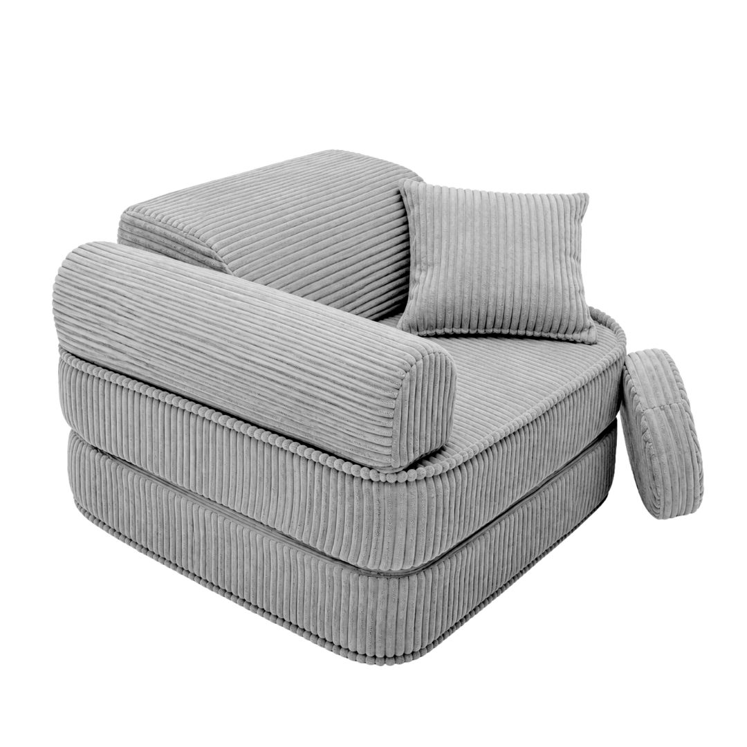 Design4Kids 3-in-1 Kindersessel Jewel Cord Mini 60x60 cm - Faltbare Kindercouch & Spielmatratze